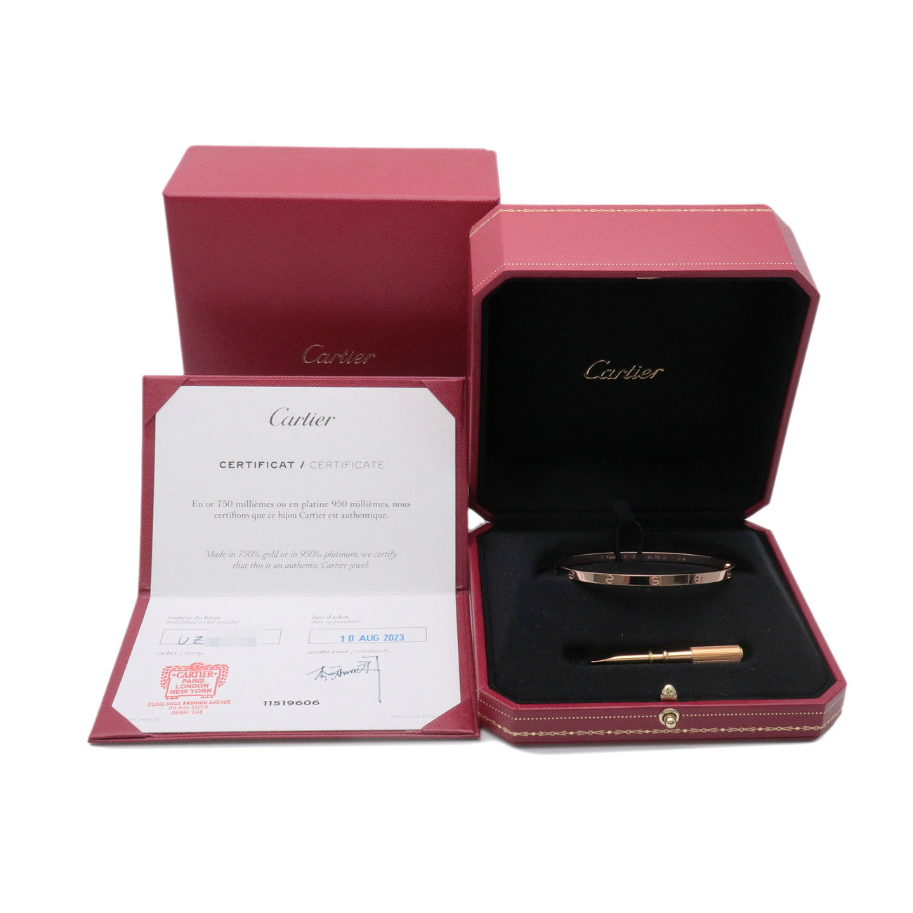 Cartier Love Bracelet SM Bangle K18 750PG Rose Gold Size 18