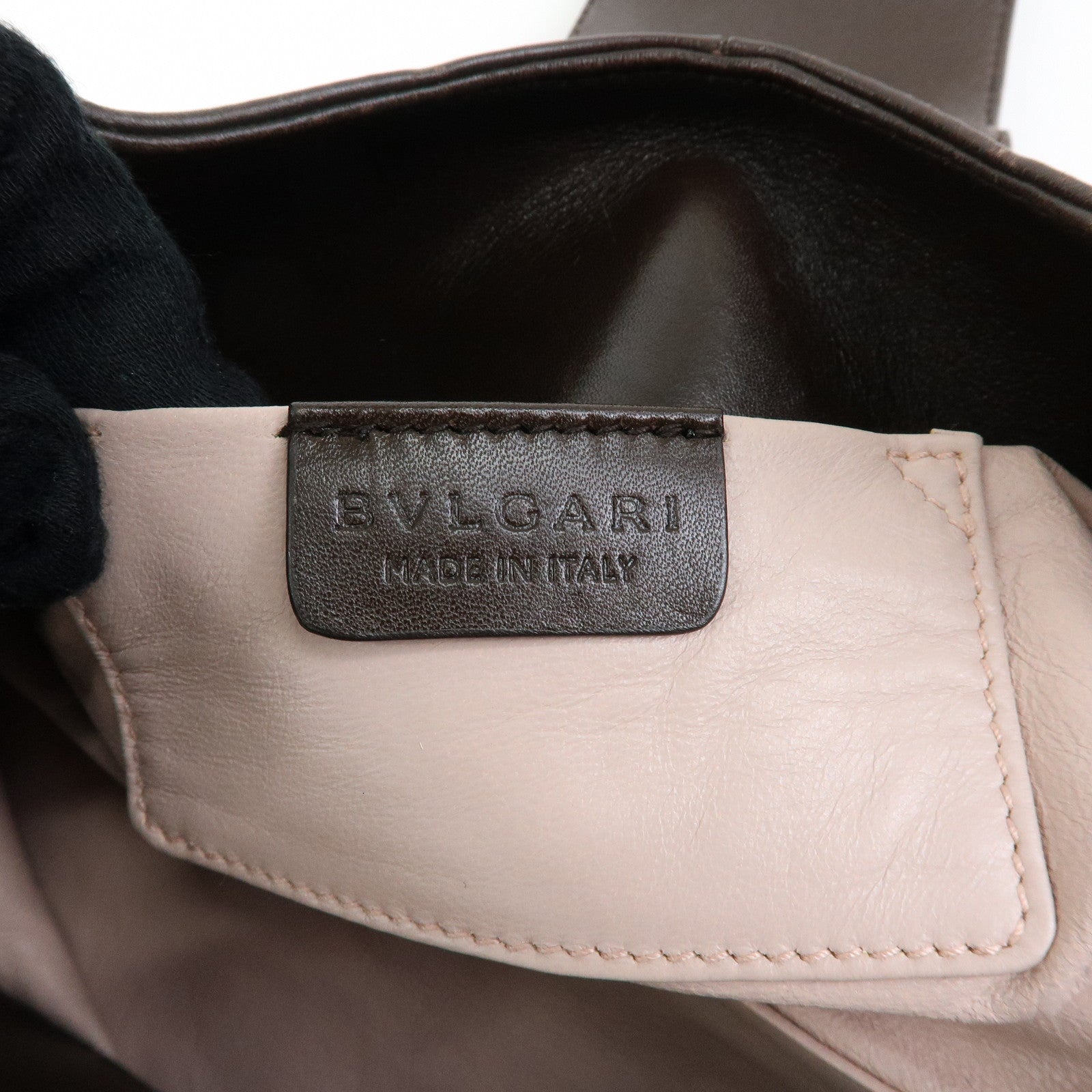 BVLGARI Chandra Canvas Leather 2Way Bag Hand Shoulder Bag Ivory Brown