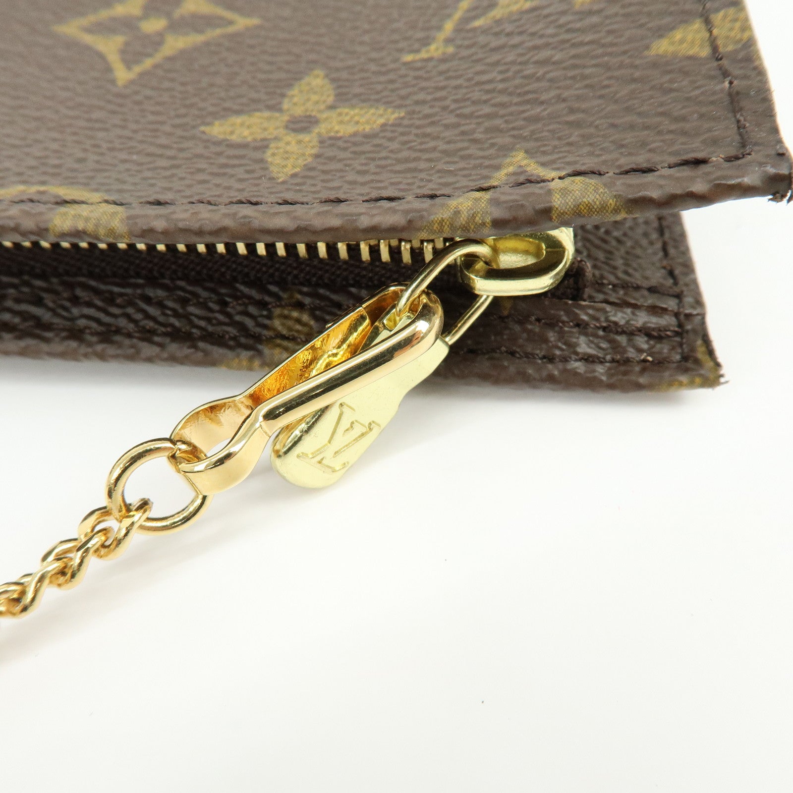 Louis Vuitton Monogram Leather Pouch for Baguette GM Brown Gold
