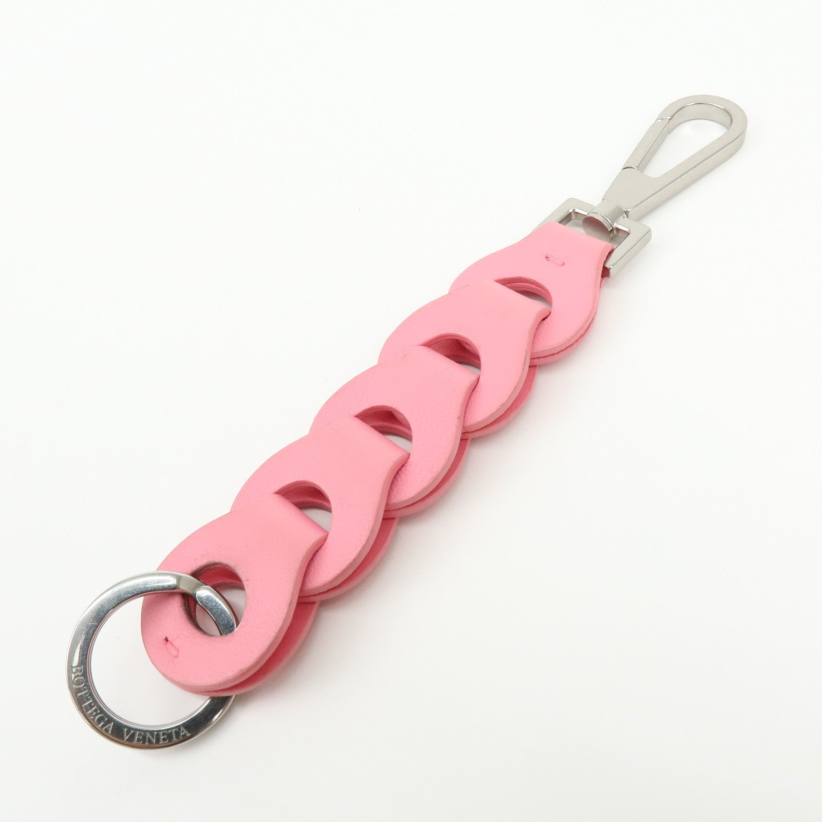 BOTTEGA VENETA Leather Metal Bag Charm Chain Motif Pink 577930