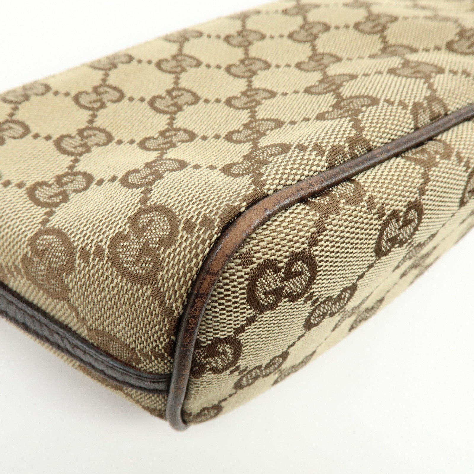 GUCCI Boat Bag GG Canvas Leather Hand Bag Accessory Pouch 07198
