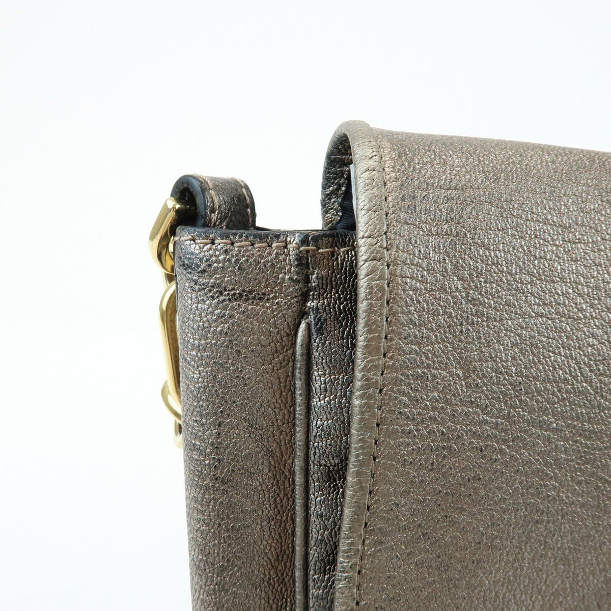 LOEWE Mya Anagram Leather Shoulder Bag Hand Bag Silver Gray