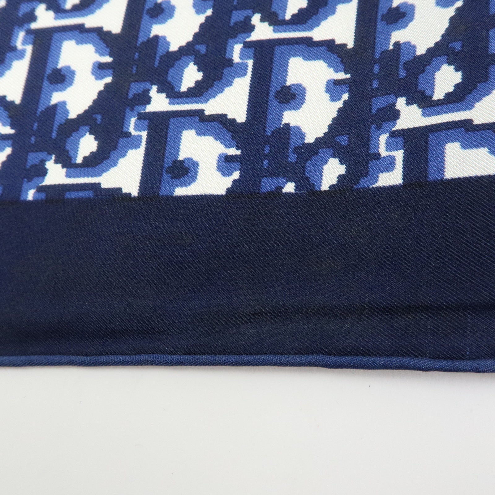 Christian Dior Trotter Silk 100% Scarf Navy Blue White