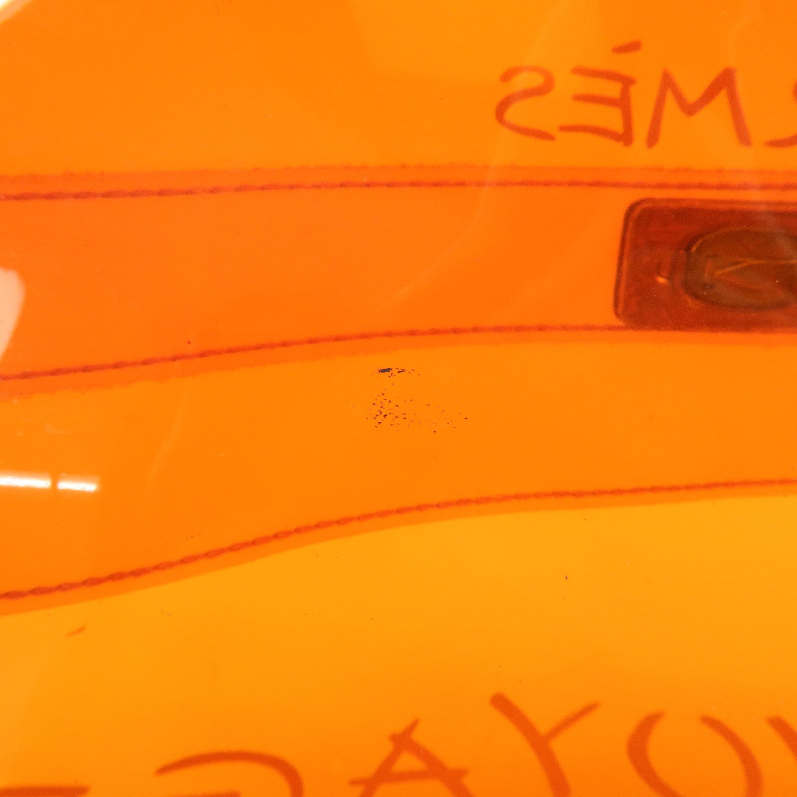 HERMES Kelly Vinyl Hand Bag Clear Orange