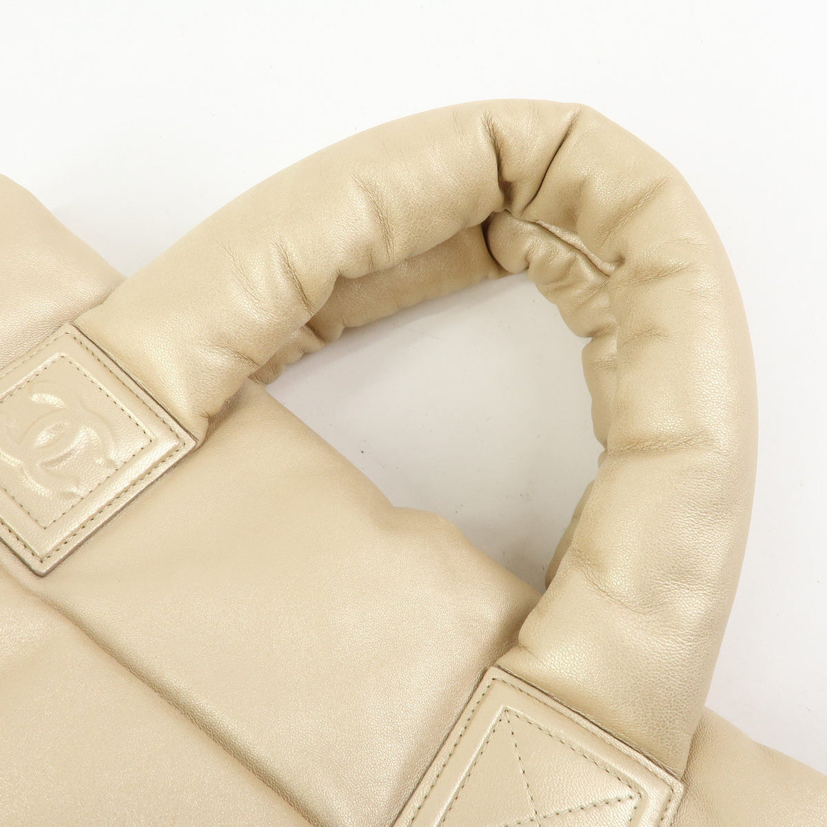 CHANEL COCO Cocoon Nylon Leather Medium Tote Bag Hand Bag Gold A48611