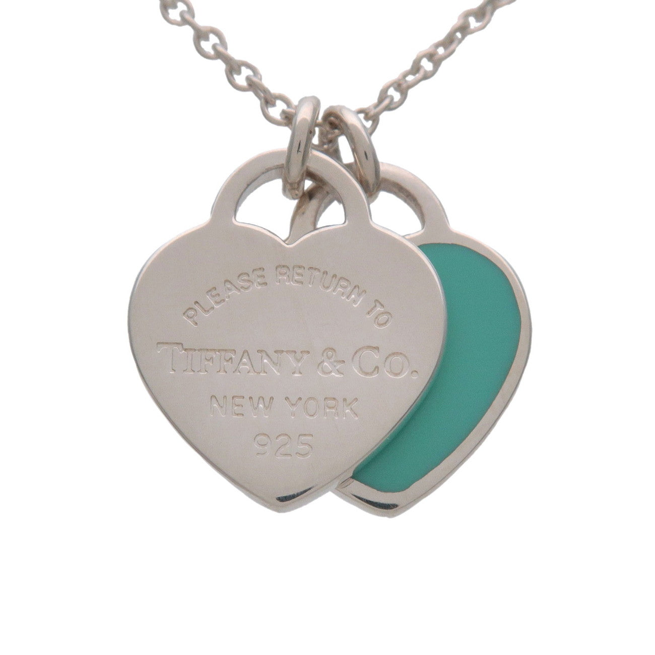 Tiffany & Co Return to Tiffany Mini Double Heart Tag Necklace SV925