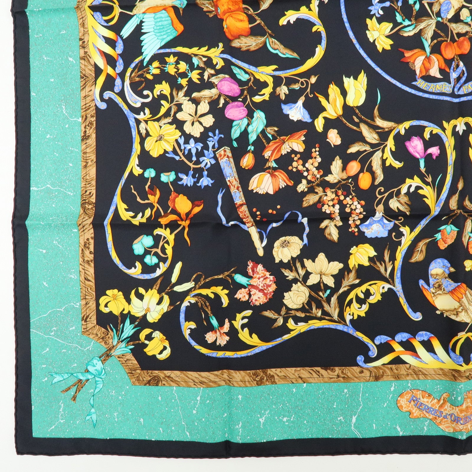 HERMES Carre 90 Silk 100% Scarf PIERRES D' ORIENT ET D' OCCIDENT