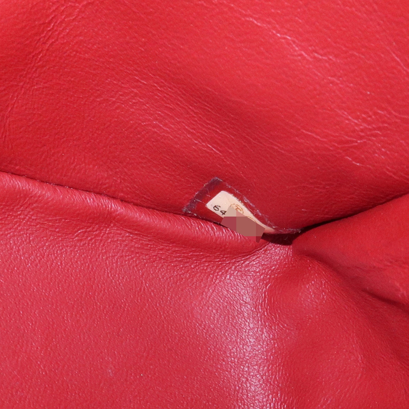 CHANEL COCO Mark Punching Leather Shoulder Bag Hand Bag Beige Red Used