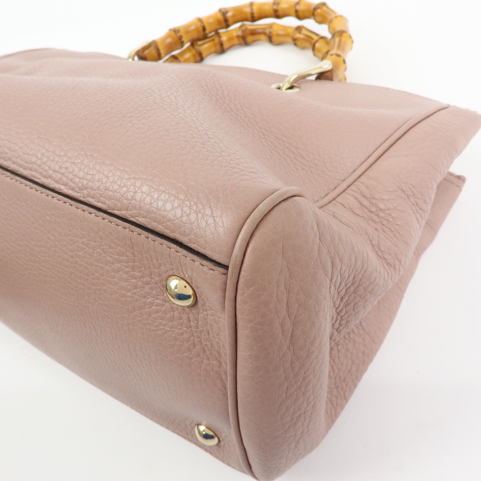 GUCCI Bamboo Shopper Medium 2Way Bag Shoulder Bag Pink Beige 323660