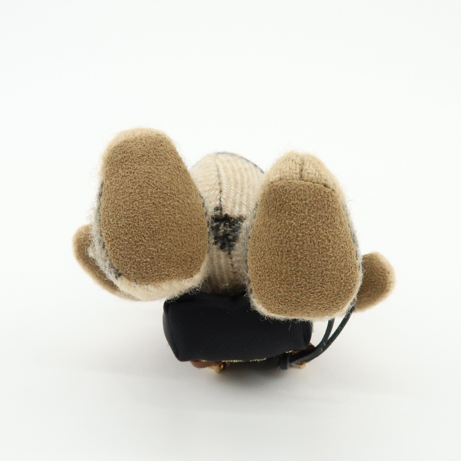 BURBERRY Nova Plaid Teddy Bear Wool NylonLether  Cashmere Bag Key Charm