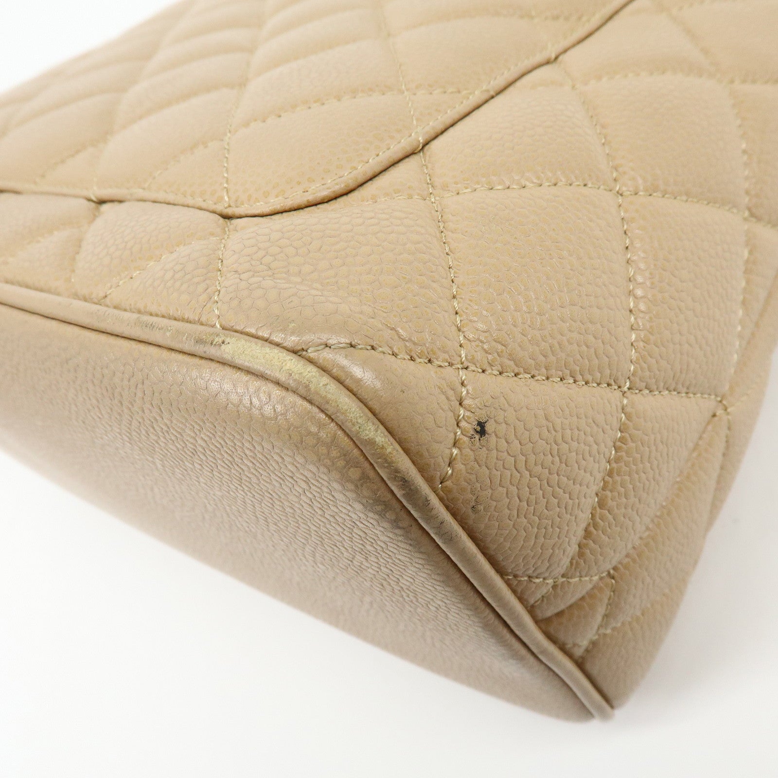 CHANEL Matelasse COCO Mark Caviarskin Medallion Tote Bag Beige A01804
