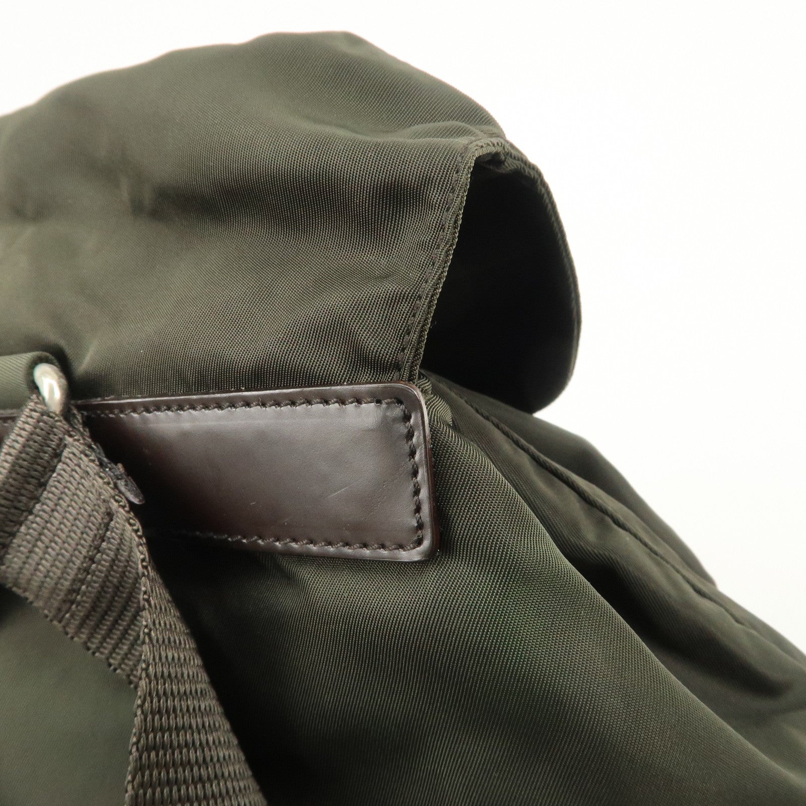 PRADA  Triangle Logo Leather Nylon BackPack B5885F Used