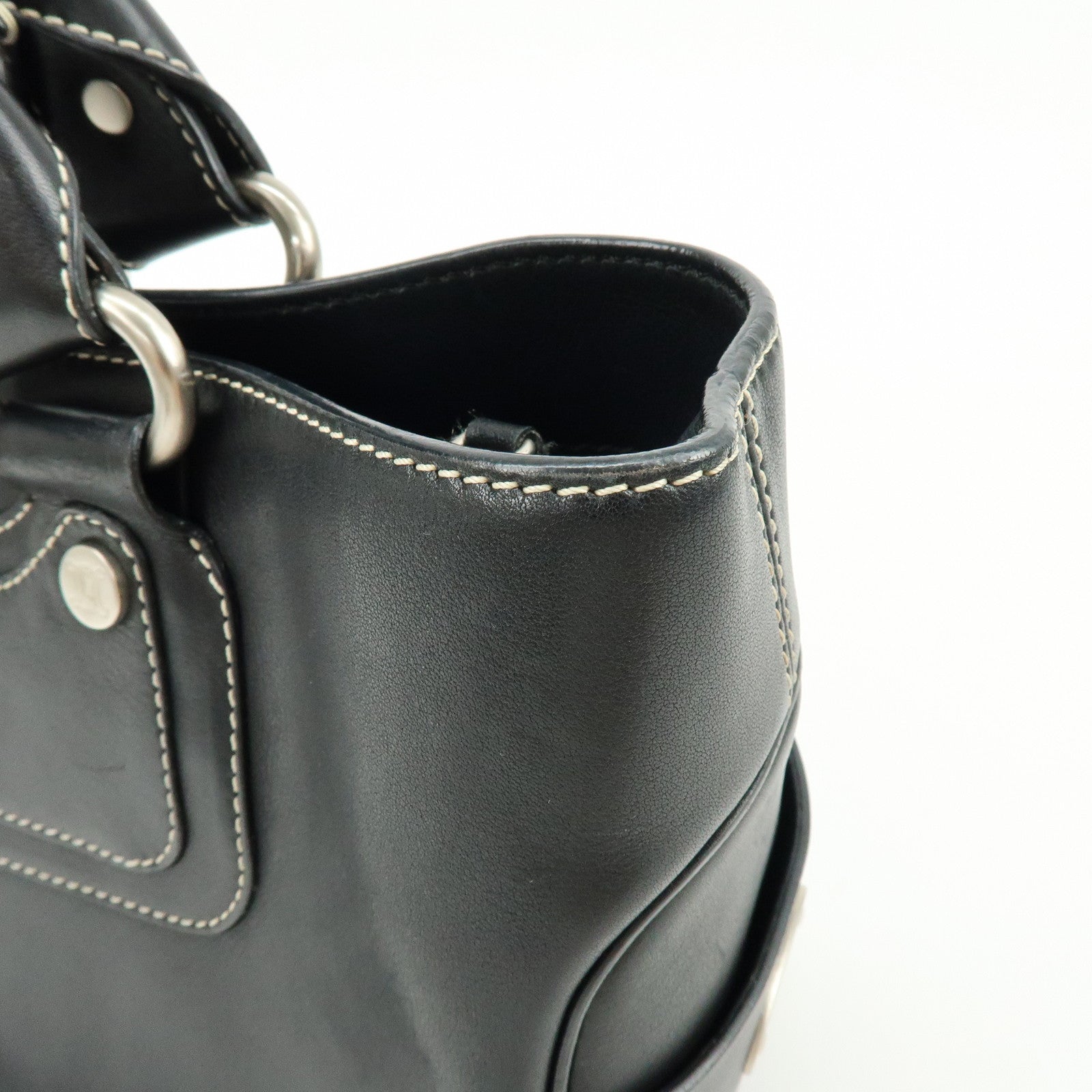 CELINE Boogie Bag Leather Hand Bag Tote Bag Black