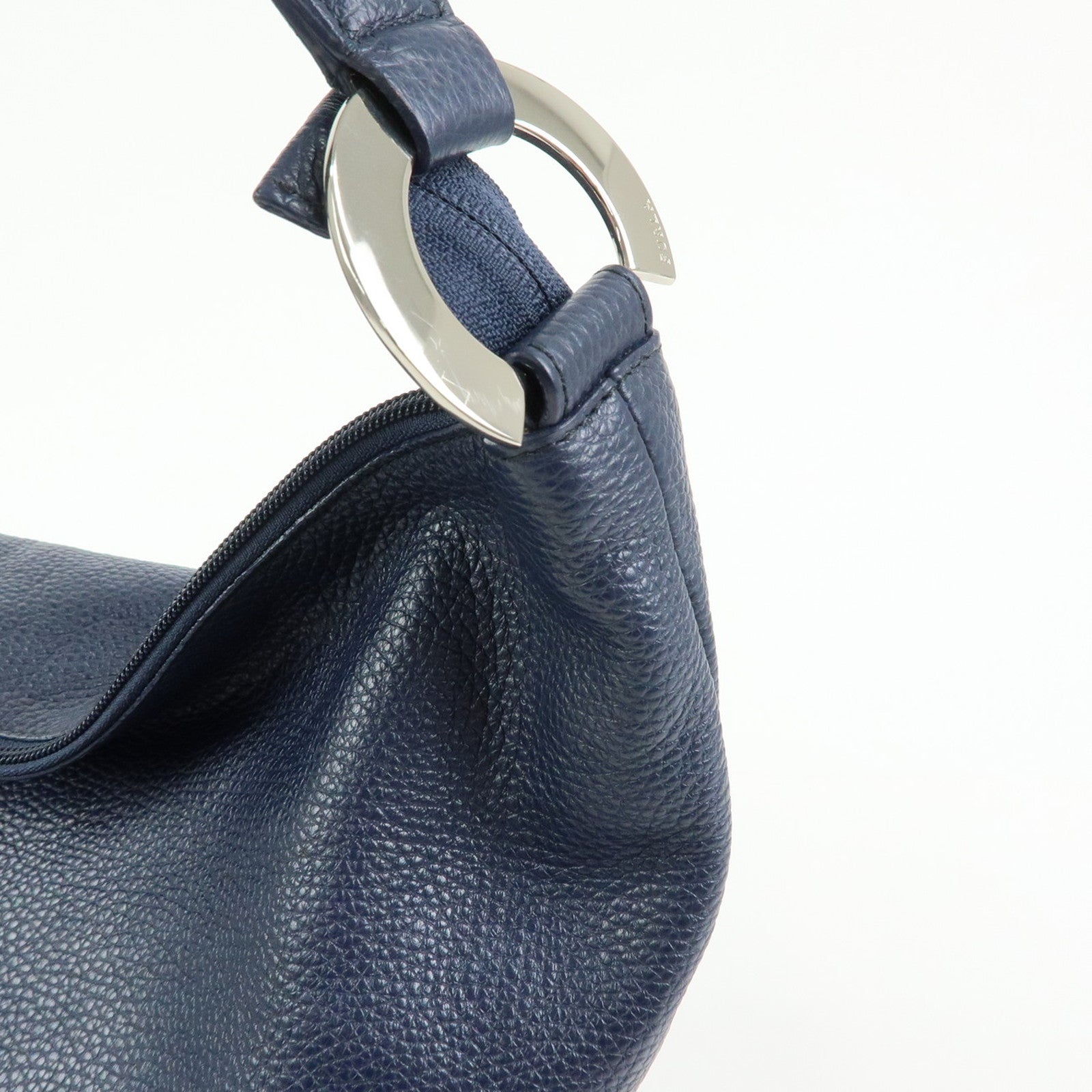 FURLA Leather Shoulder Bag Hand Bag Hobo Bag Dark Navy
