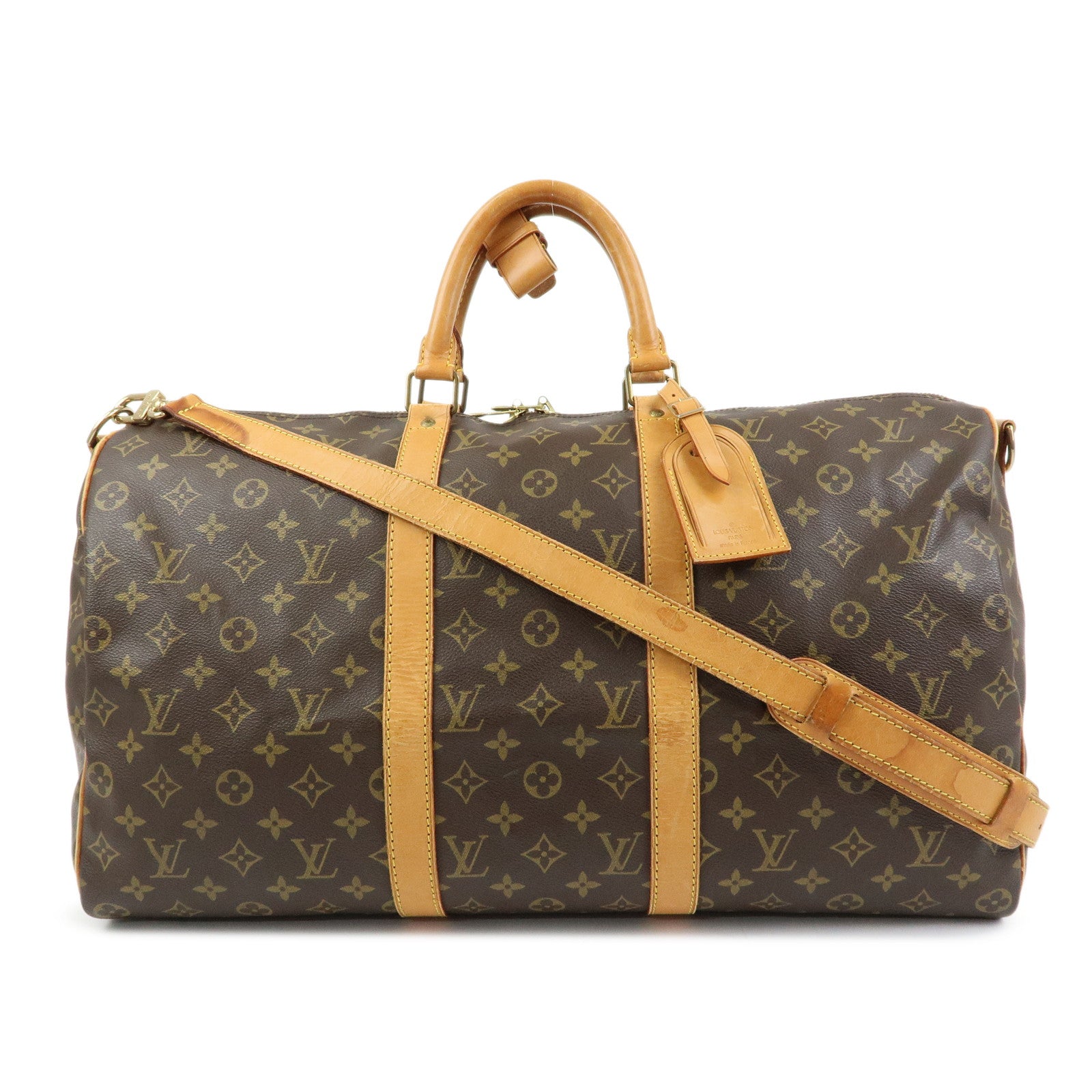 Louis Vuitton Monogram Keep All 50 Bandouliere Boston Bag Brown M41416