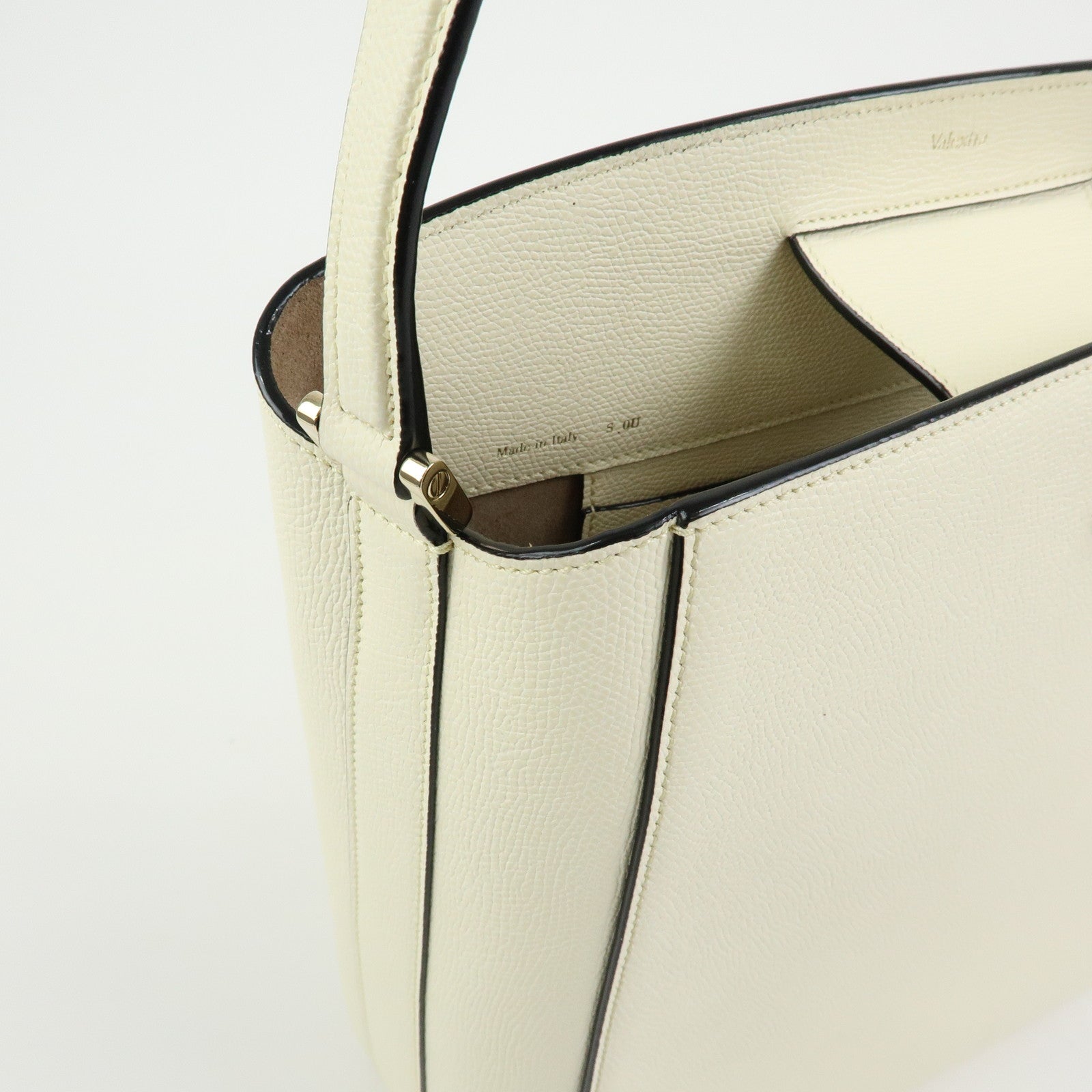 Valextra Brera Calf Leather Shoulder Bag Hand Bag White