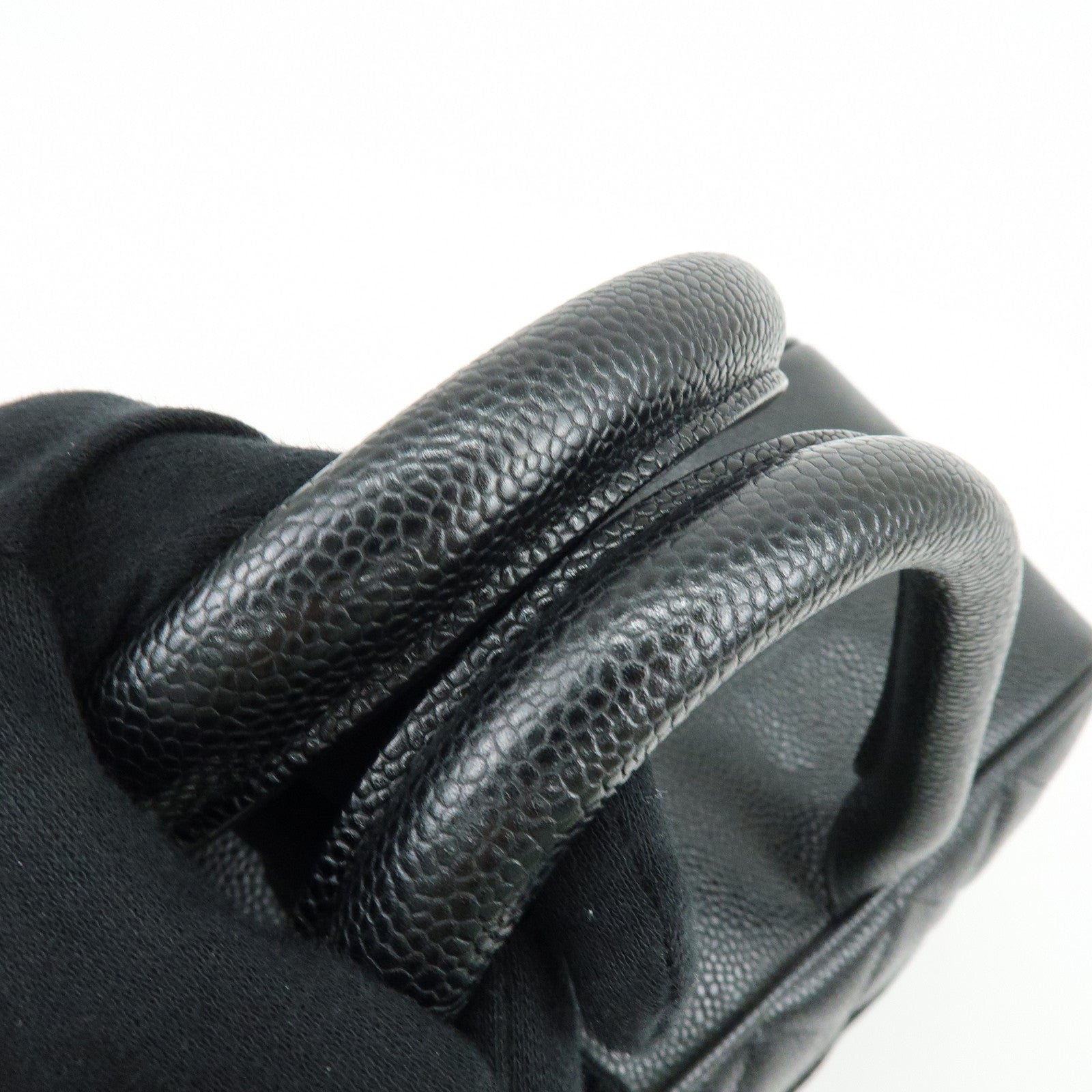 CHANEL Matelasse Caviarskin Leather Boston Bag Black
