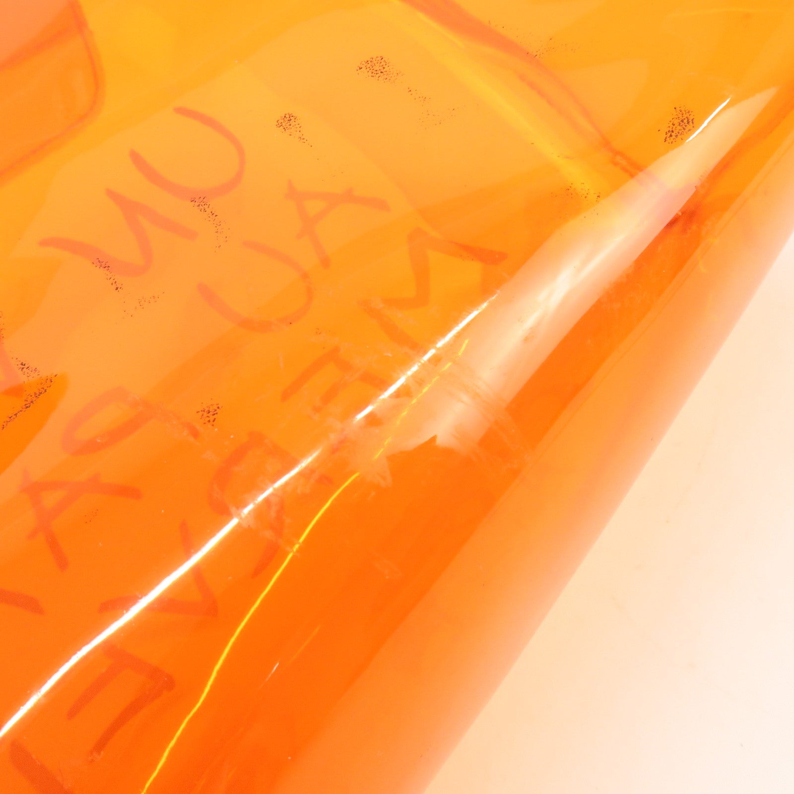 HERMES Kelly Vinyl Hand Bag Clear Orange