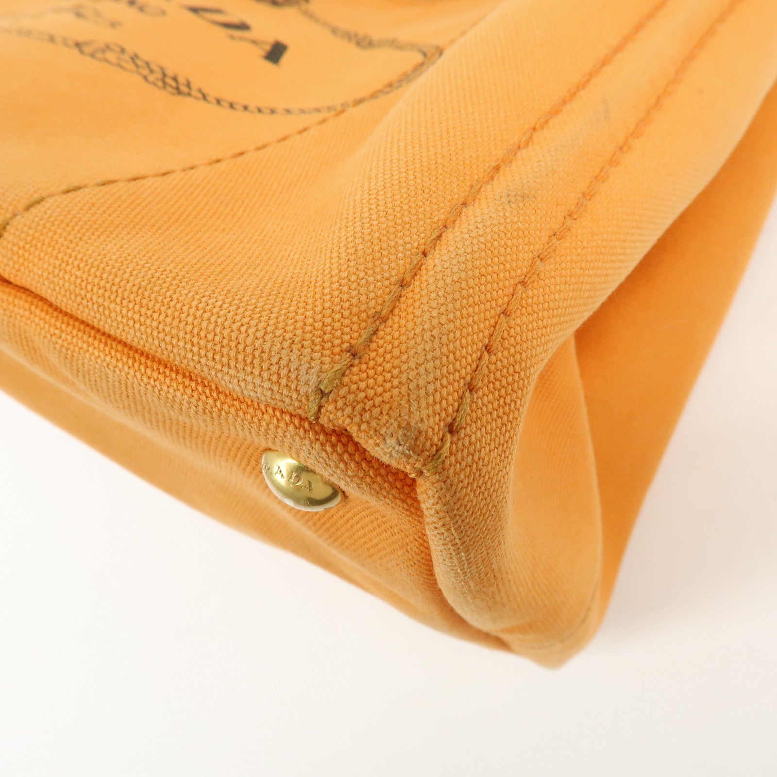 PRADA Canapa Triangle Logo Canvas Tote Bag Hand Bag Orange 1BG642
