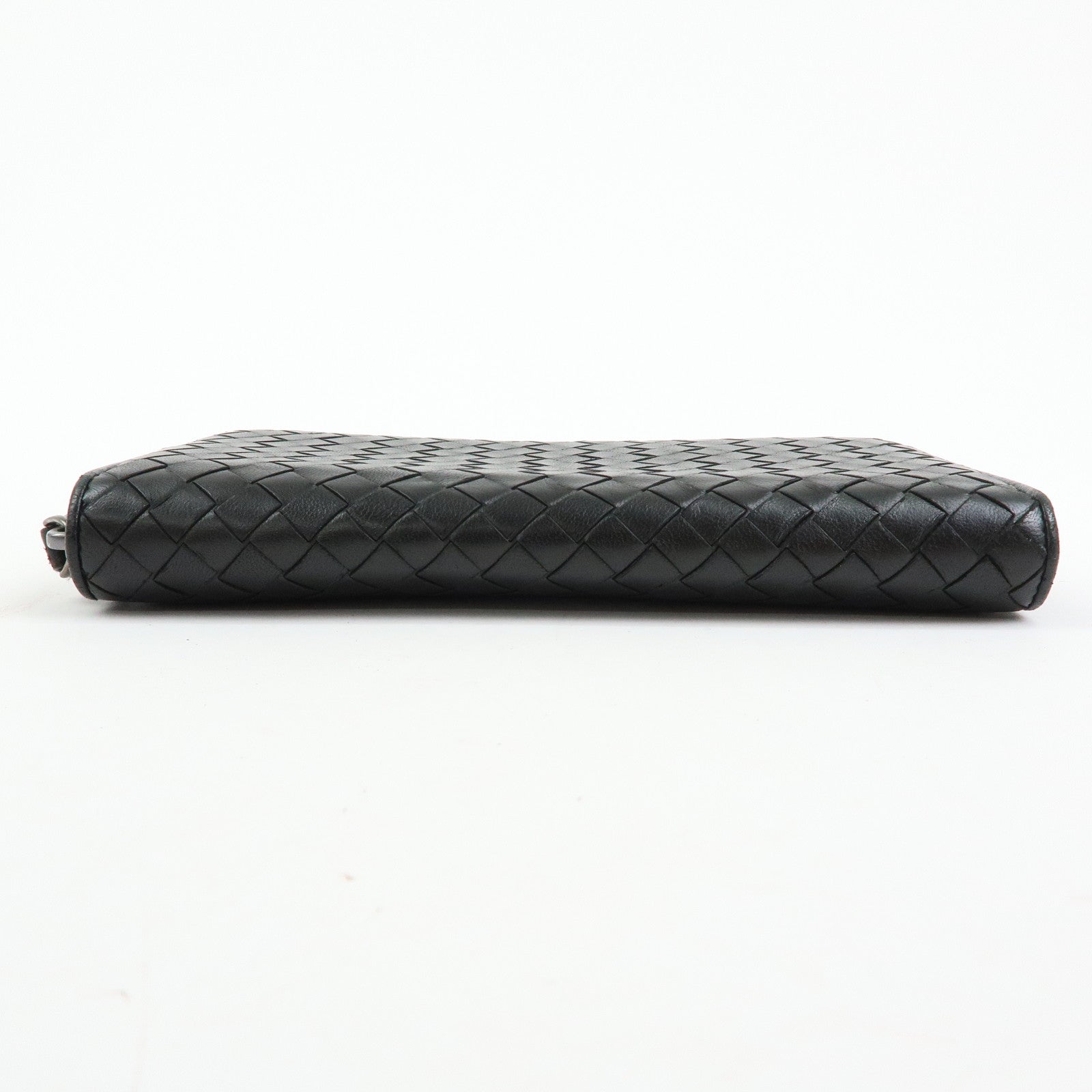 BOTTEGA VENETA Intrecciato Leather Round Zippy Long Wallet Black