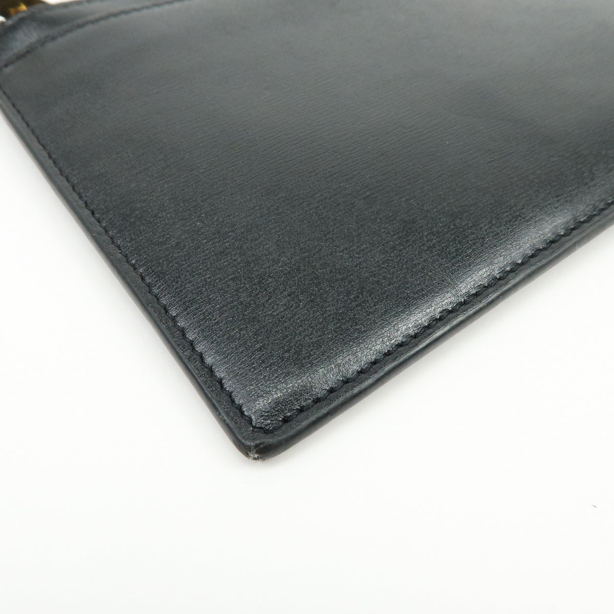 SAINT RAURENT PARIS Logo Leather Flat Pouch Black 636329