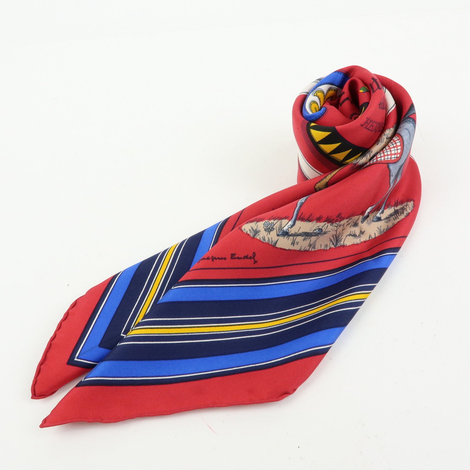 HERMES Carre 90 Silk 100% Scarf Couvertures et Tenues de Jour Red Blue