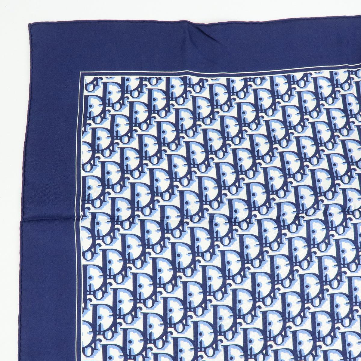 Christian Dior Trotter Silk 100% Scarf Navy White