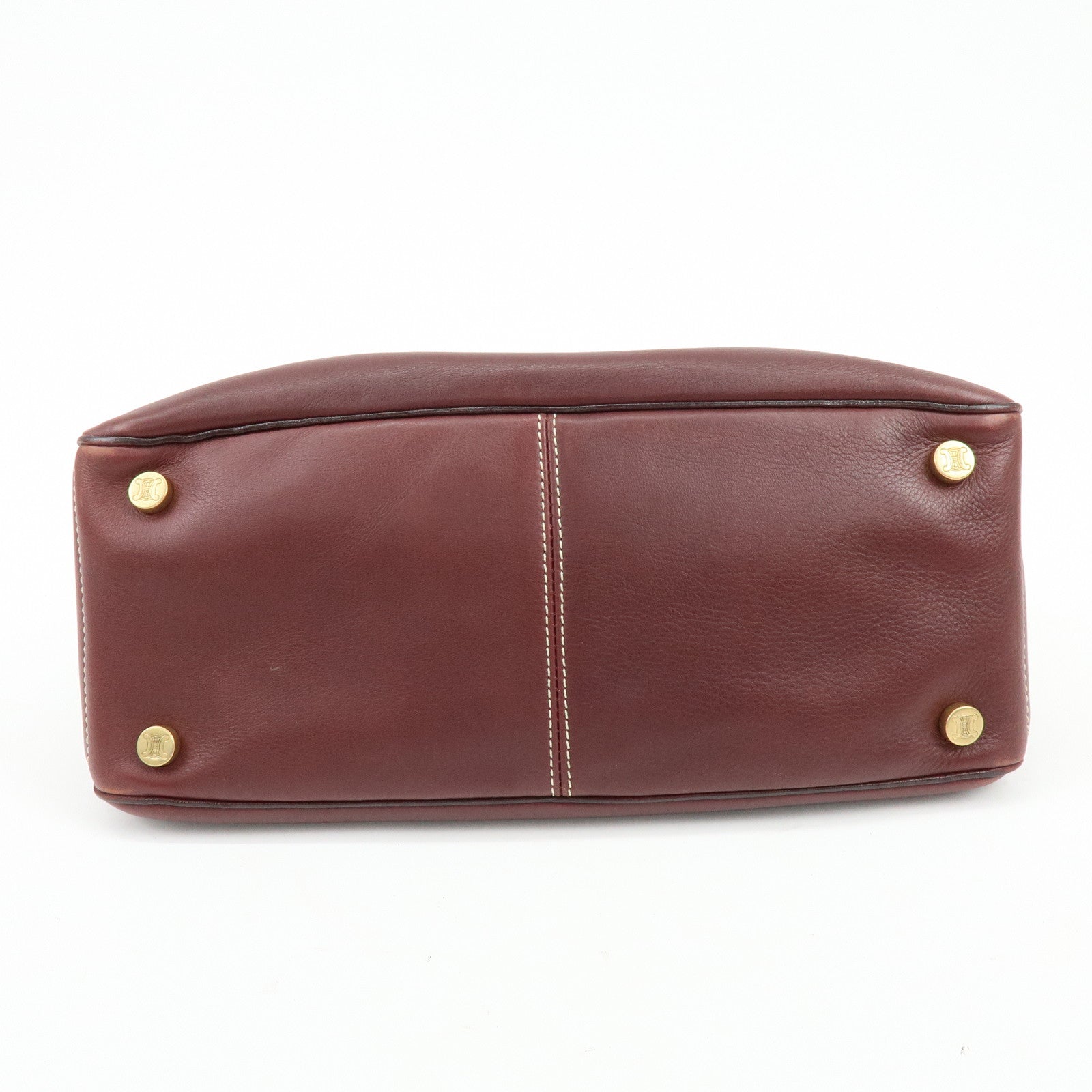 CELINE Boogie Bag Leather Kiss Lock Hand Bag Bordeaux