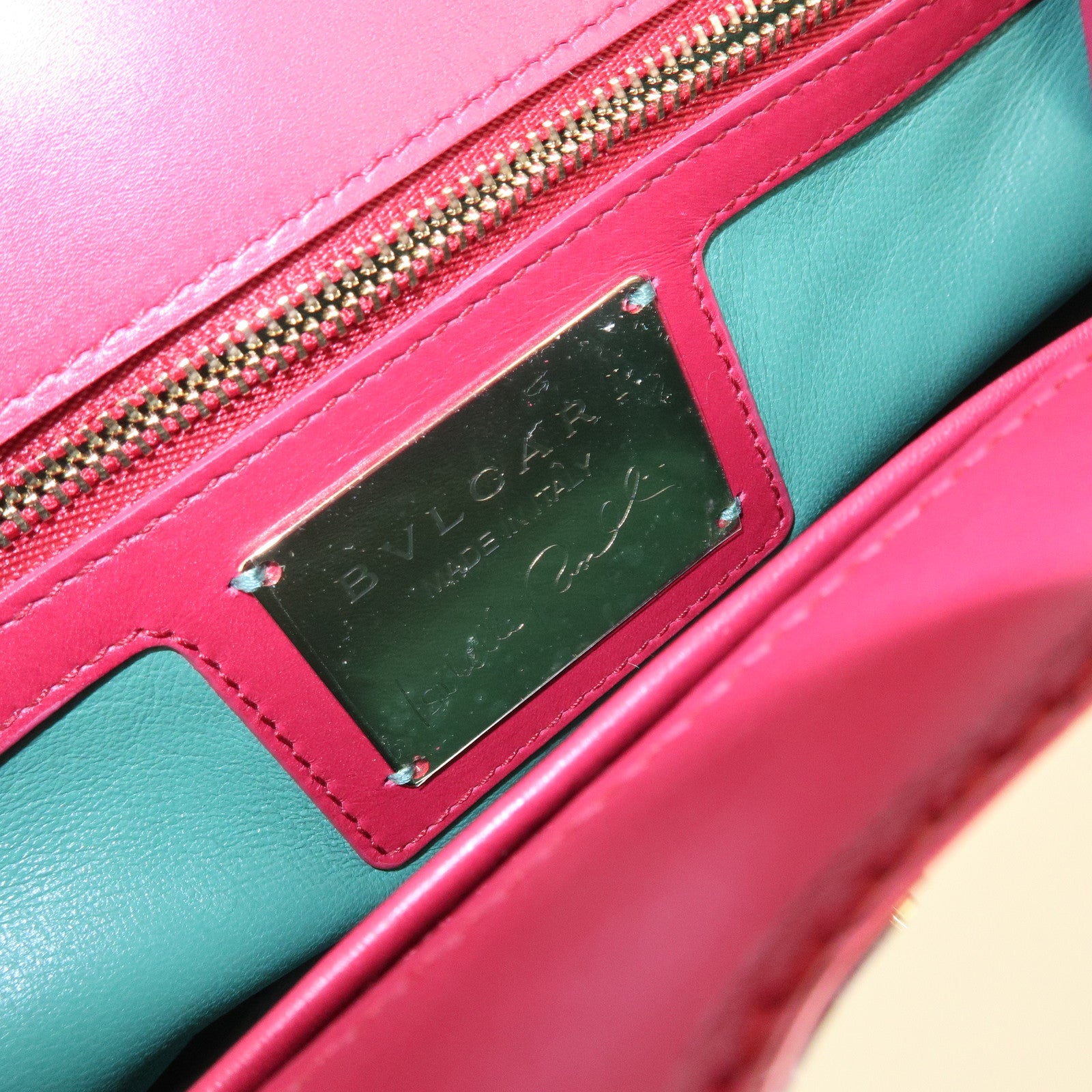 BVLGARI Isabella Rossellini Leather 2Way Bag Hand Bag Magenta