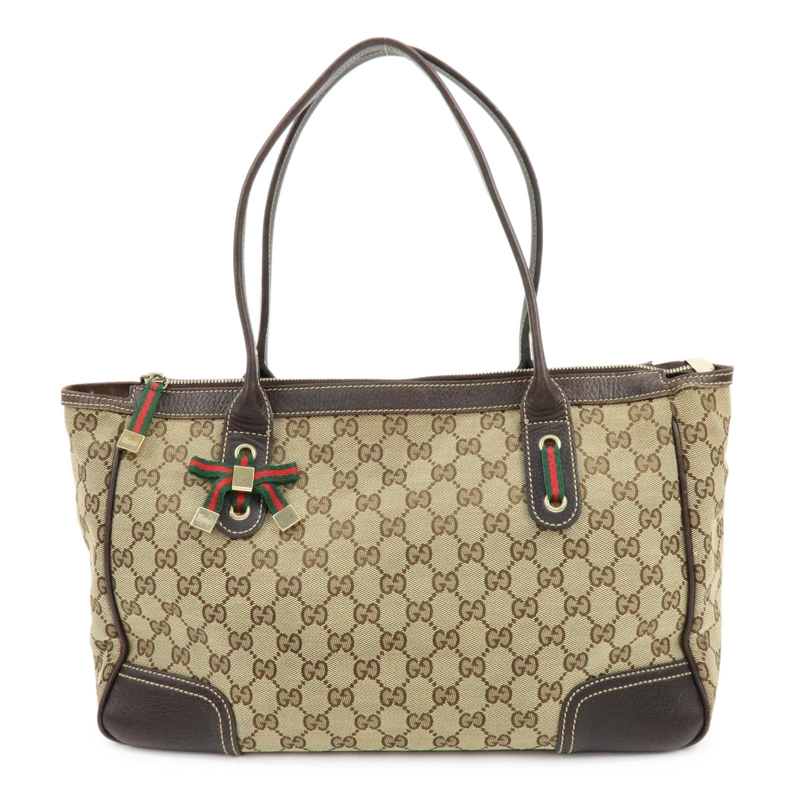 GUCCI Sherry Princy GG Canvas Leather Tote Bag Shoulder Bag 177052