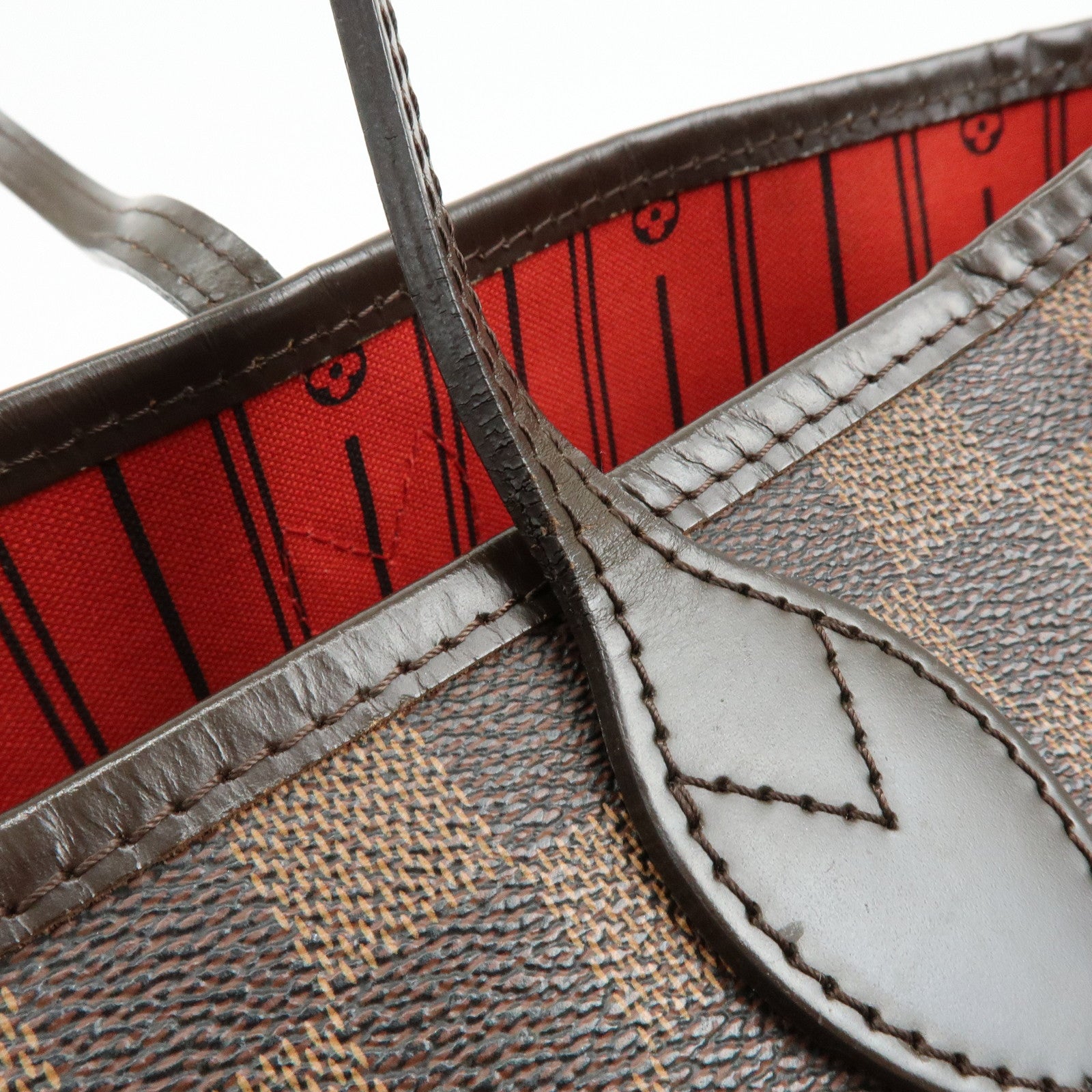 Louis Vuitton Damier Ebene Neverfull MM Tote Bag Cerise N41358