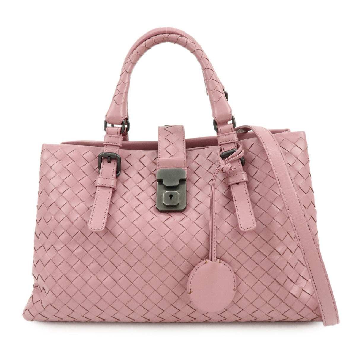 BOTTEGA VENETA Intrecciato Rome Leather 2Way Shoulder Bag Hand Bag Pink