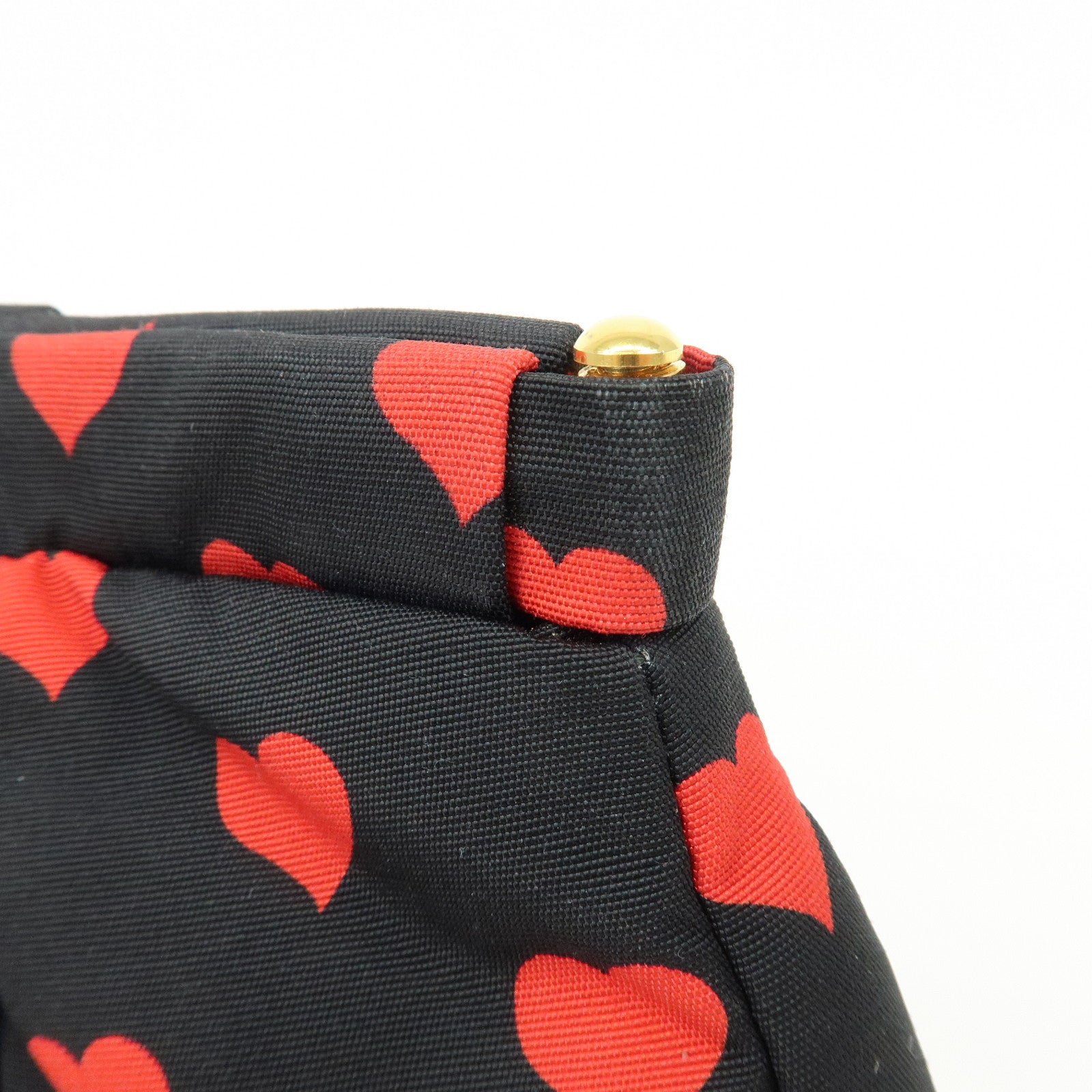 MIU MIU Nylon Heart Clutch Bag Pouch Black Red 5ND012