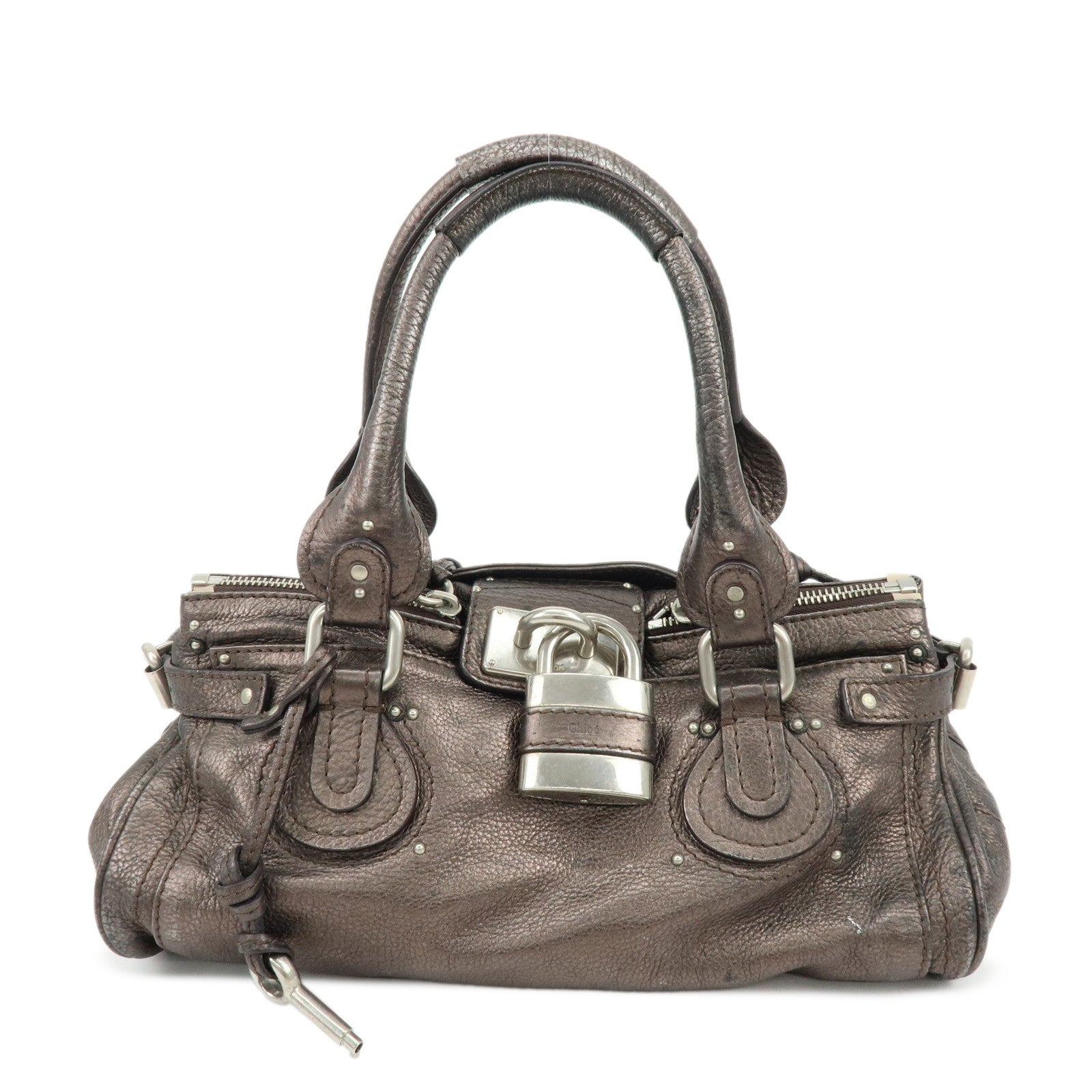Chloe Paddington Leather Hand Bag Shoulder Bag Bronze