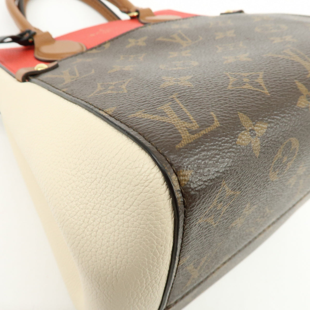 Louis Vuitton Monogram Fold Tote PM 2Way Bag Cerise Creme Noir M45389