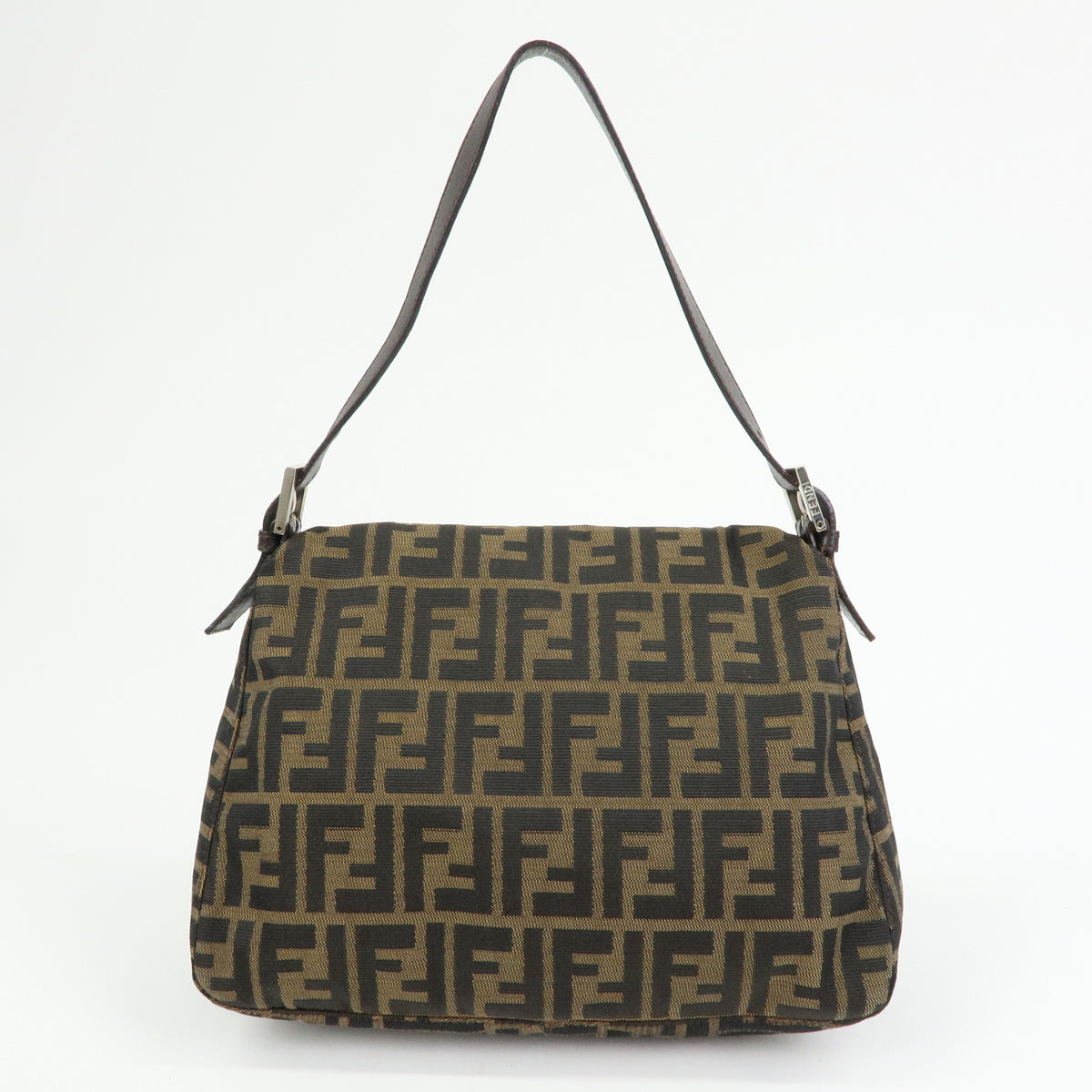FENDI Zucca Mamma Baguette Jacquard Canvas Leather Shoulder Bag 26325