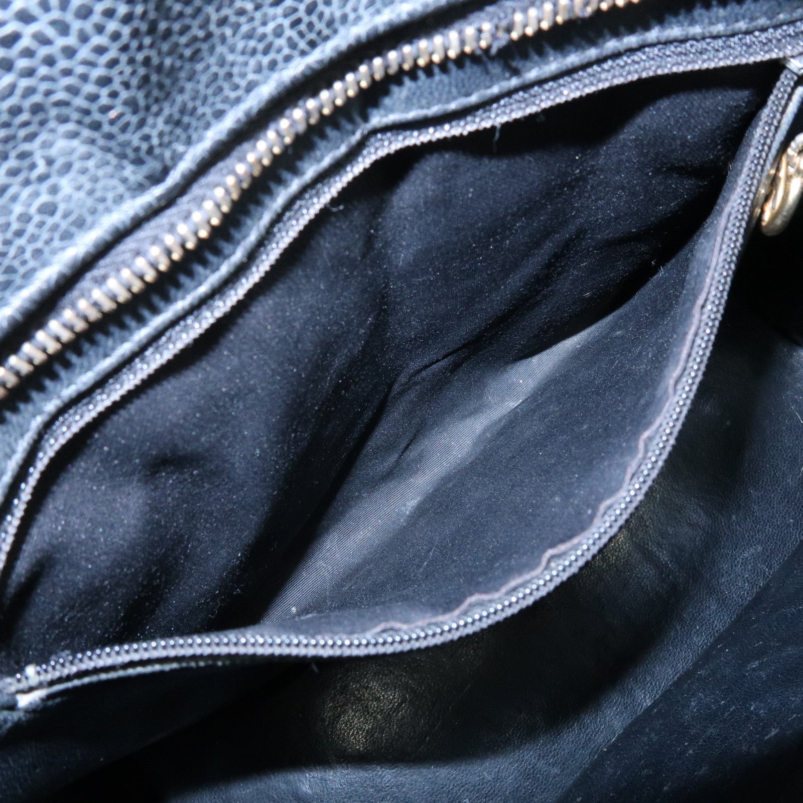 CHANEL Medallion Matelasse Caviarskin Tote Bag Hand Bag Black A01804