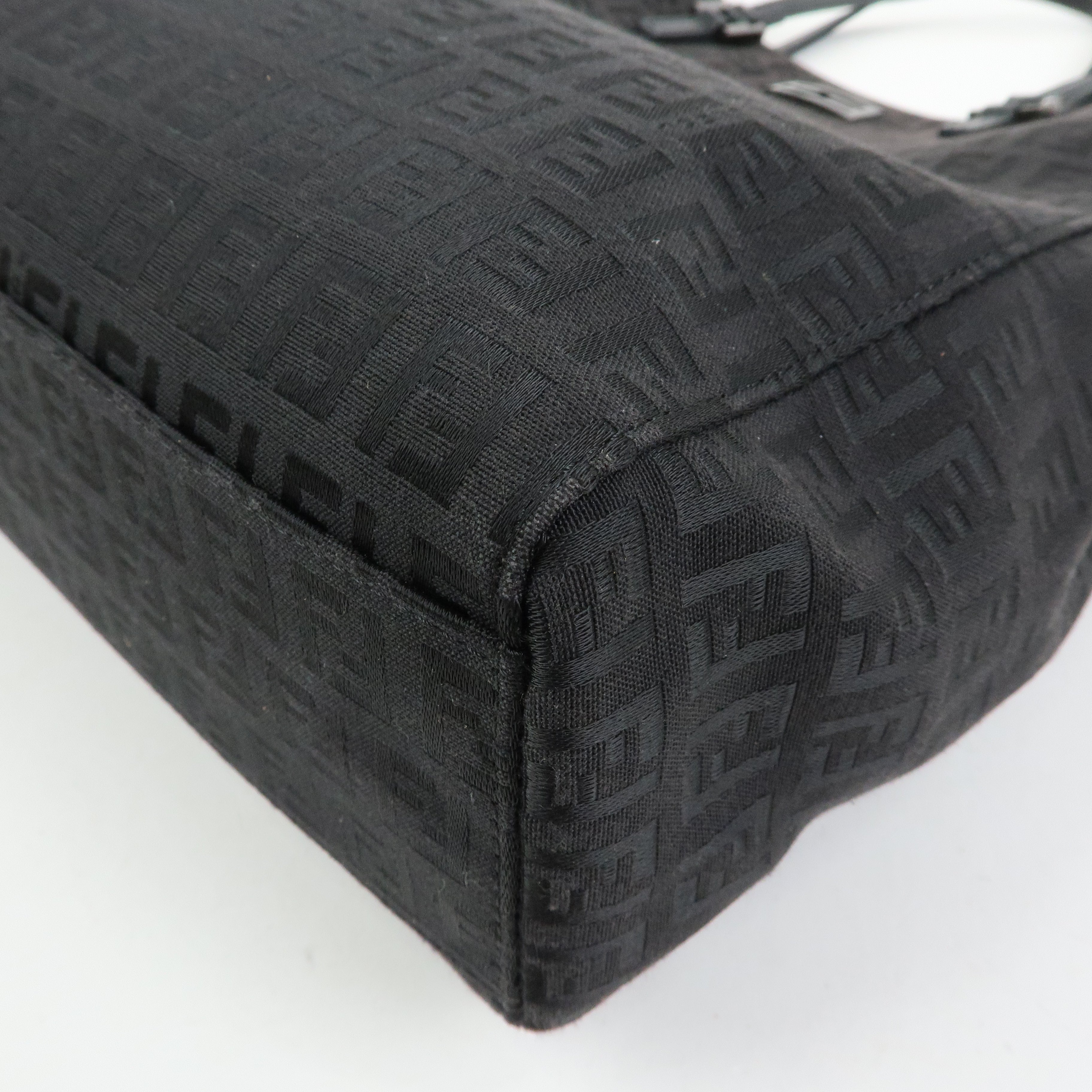 FENDI Zucchino Canvas Leather Tote Hand Bag Black 8BH131