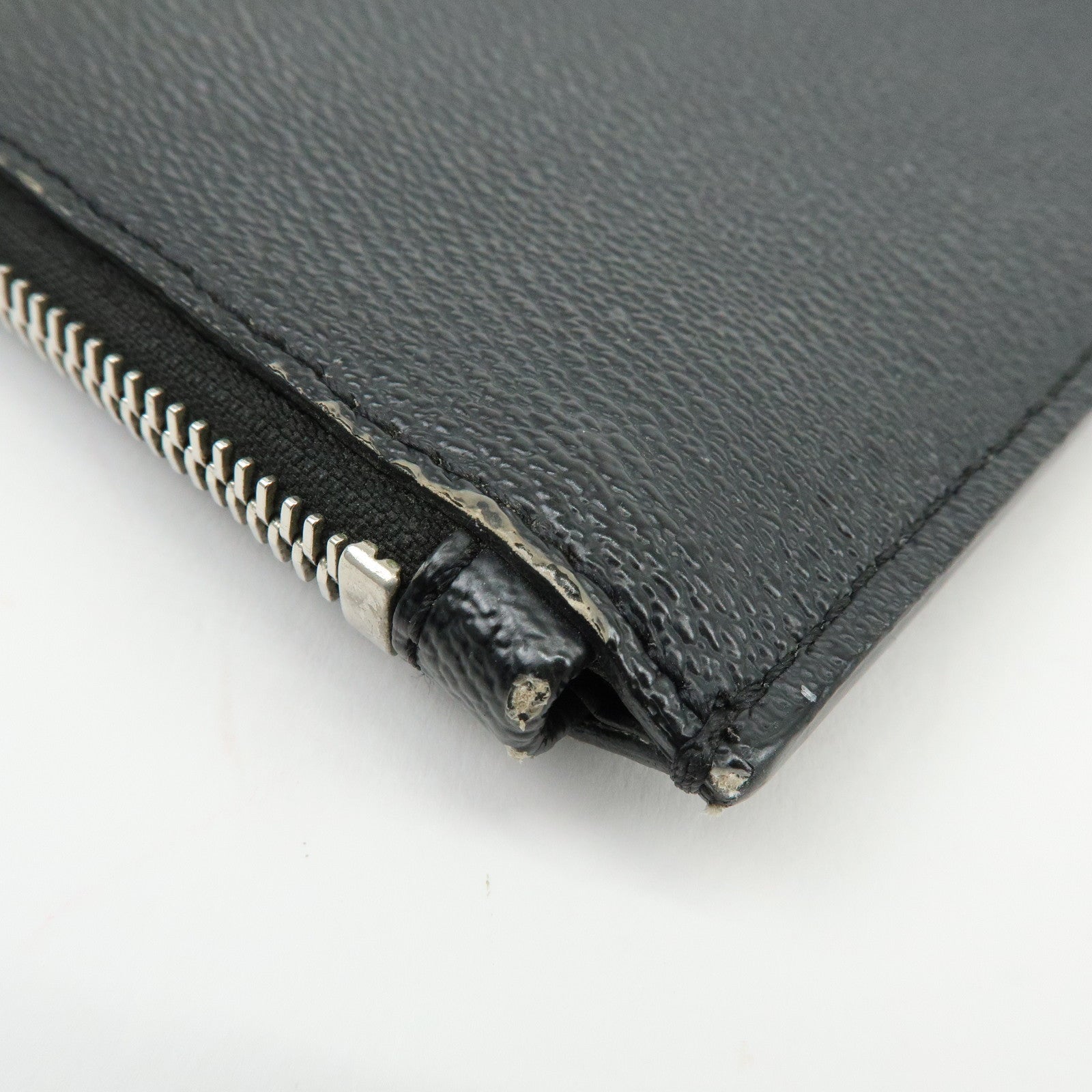 GIVENCHY Shark Print Leather Clutch Bag Flat Pouch Black