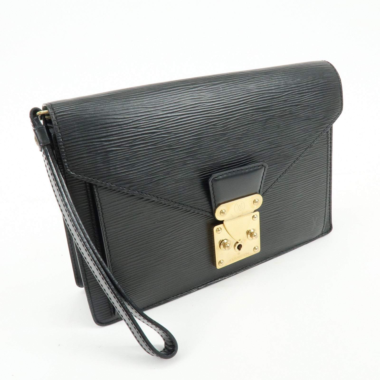 Louis Vuitton Epi Sellier Dragonne Leather Clutch Bag Noir Black M52612