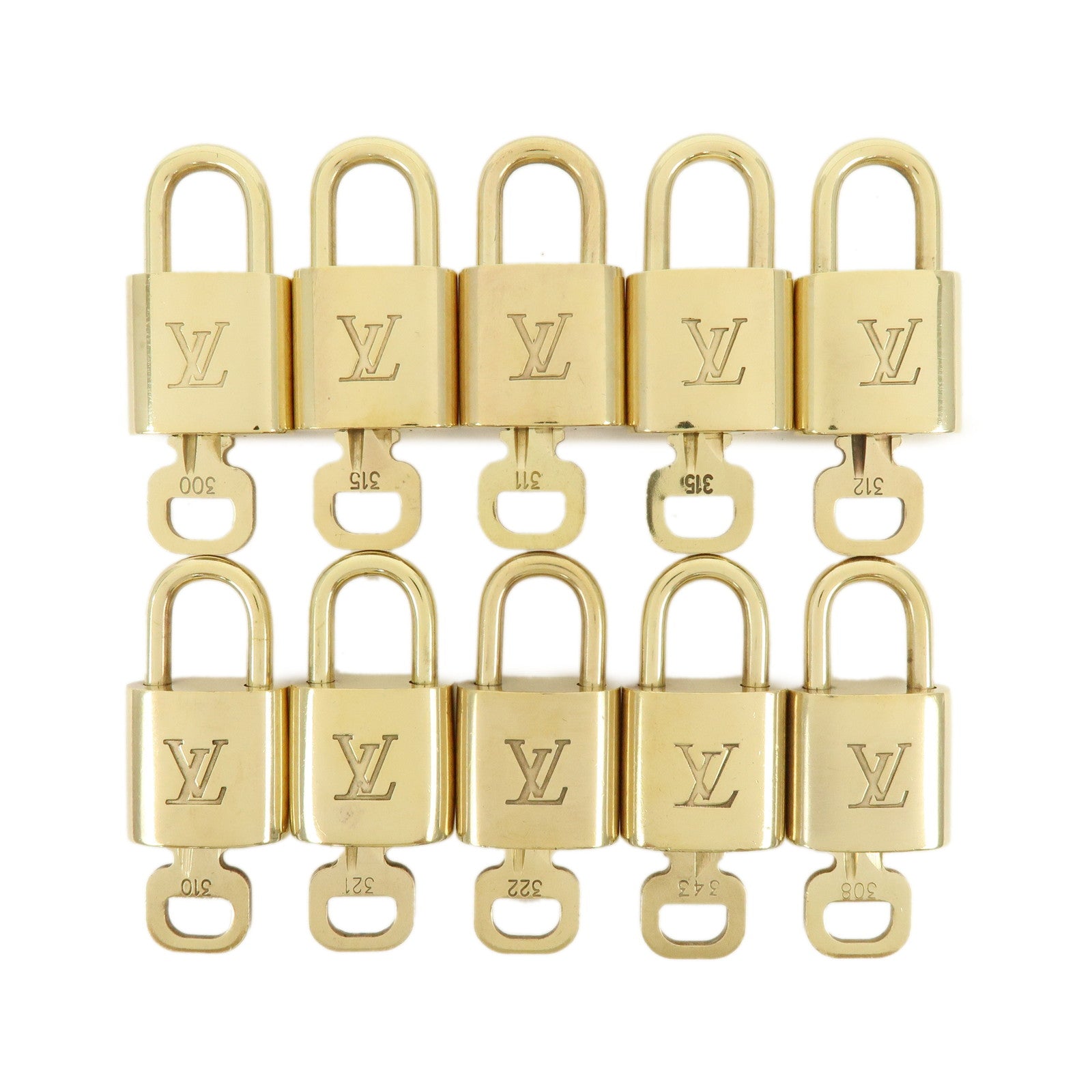 Louis Vuitton Set of 10 Metal Lock & Key Cadena Key Lock Gold