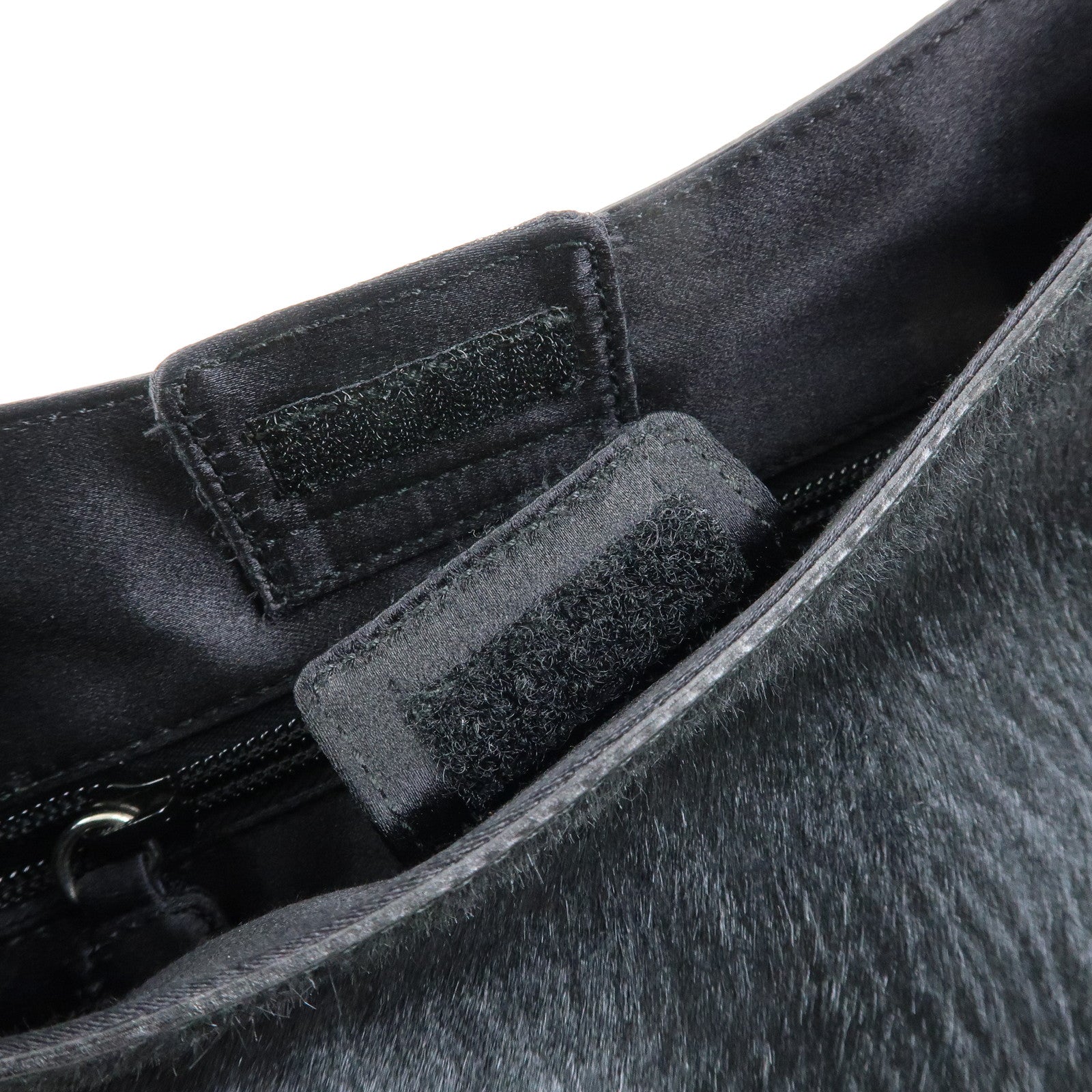 PRADA Triangle Logo Unborn Calf Shoulder Bag Black B8456