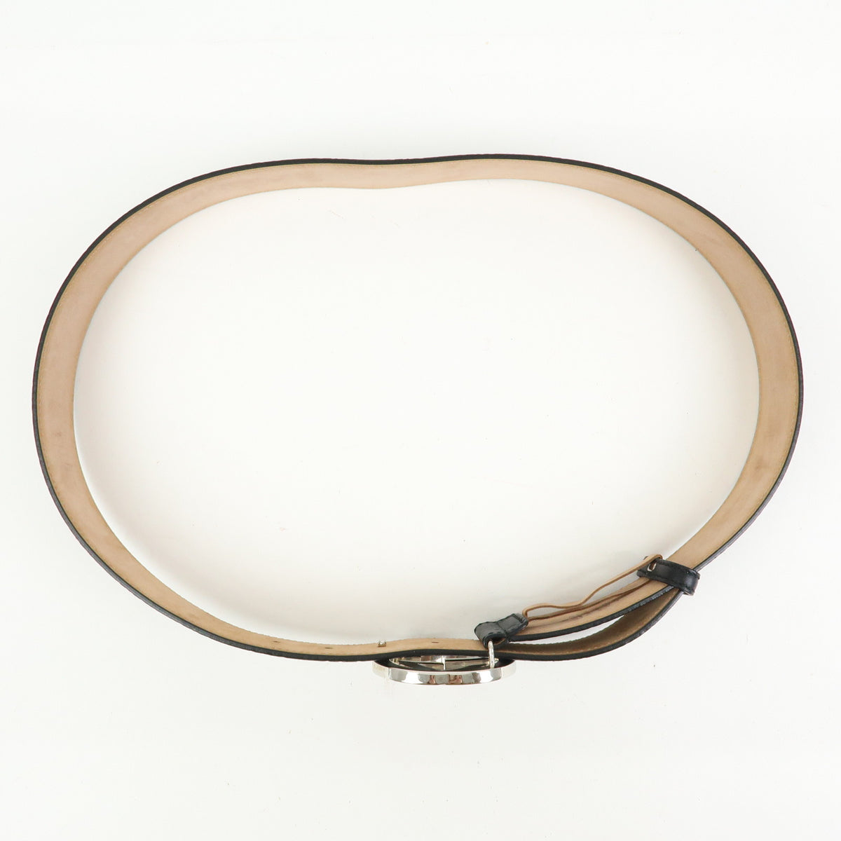 GUCCI Interlocking G Guccissima Leather Belt Black Silver 114984