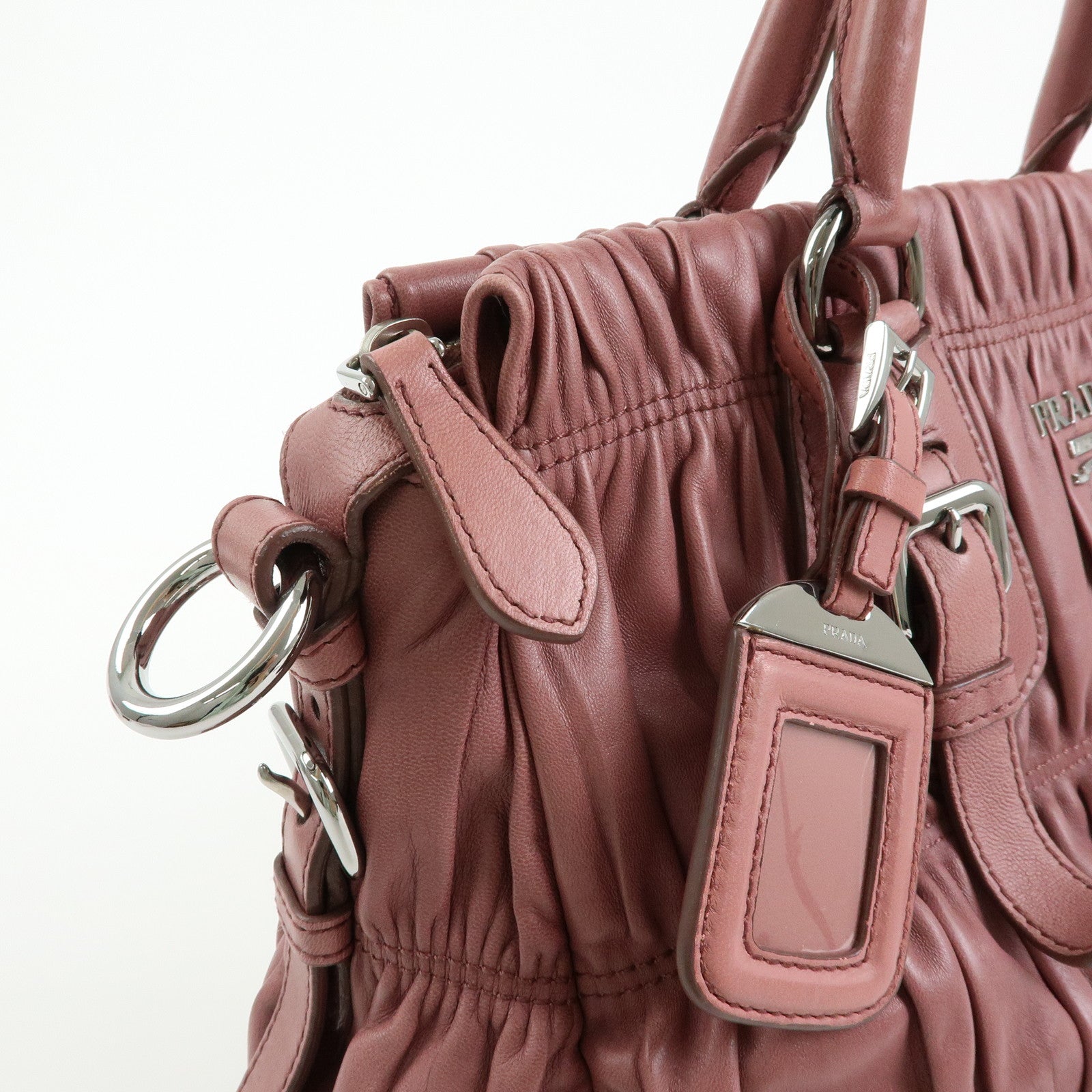 PRADA Logo Nappa Leather 2Way Bag Hand Bag Shoulder Bag Pink