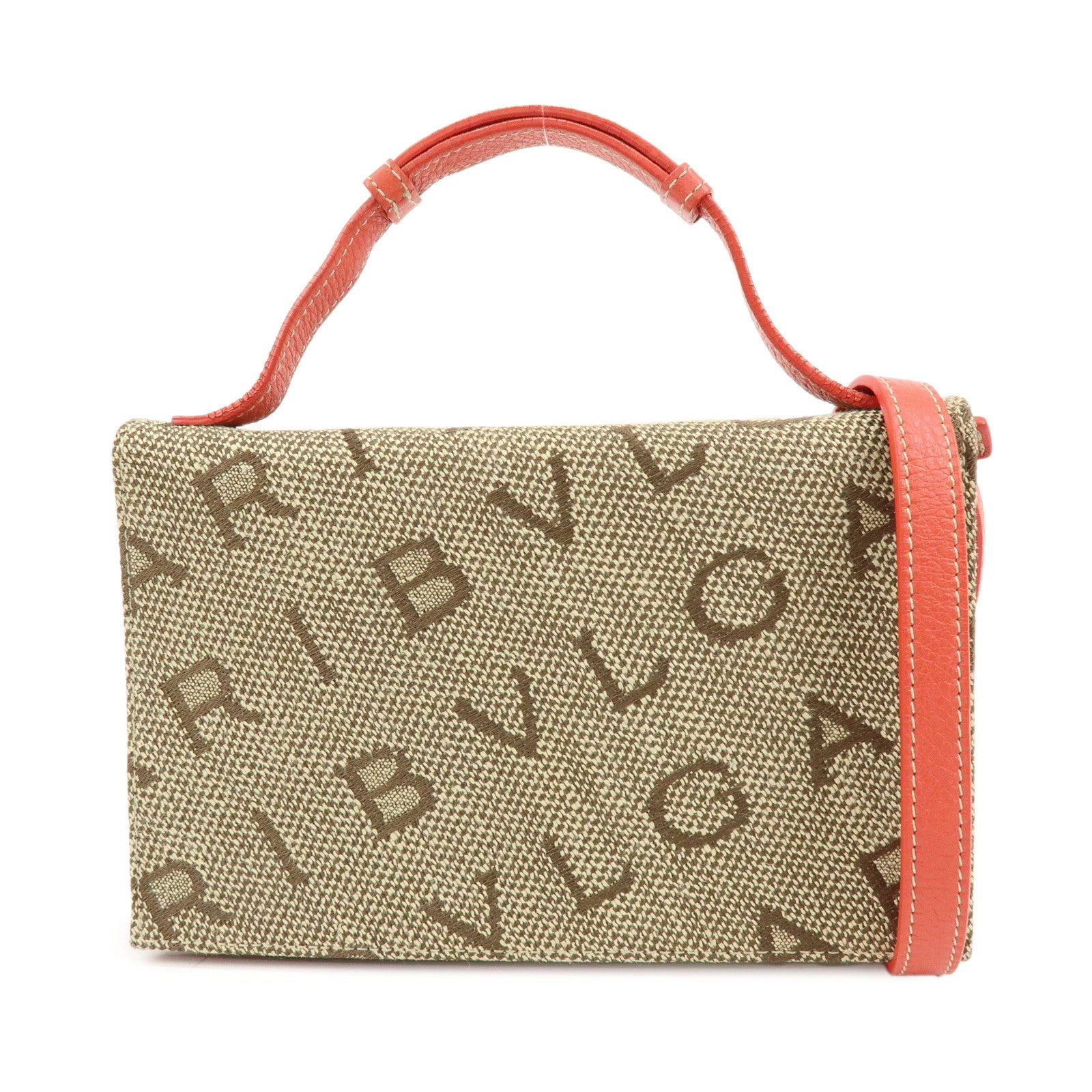BVLGARI Logomania Jacquard Leather Bi-fold Long Wallet 2Way Bag Beige