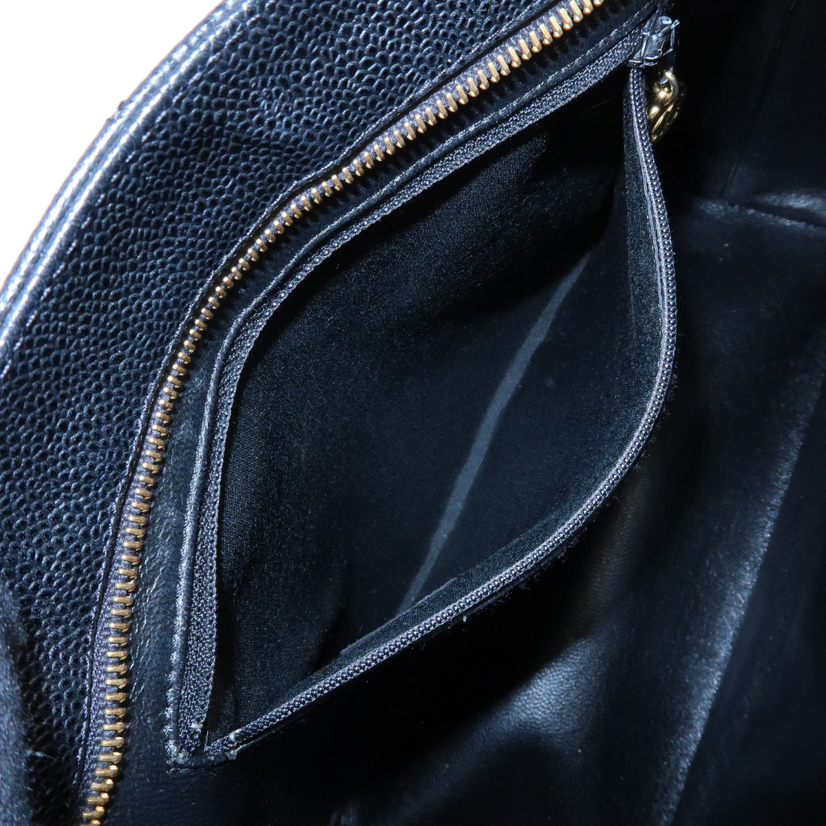 CHANEL Matelasse COCO Mark Caviarskin Medallion Tote Bag Black A01804