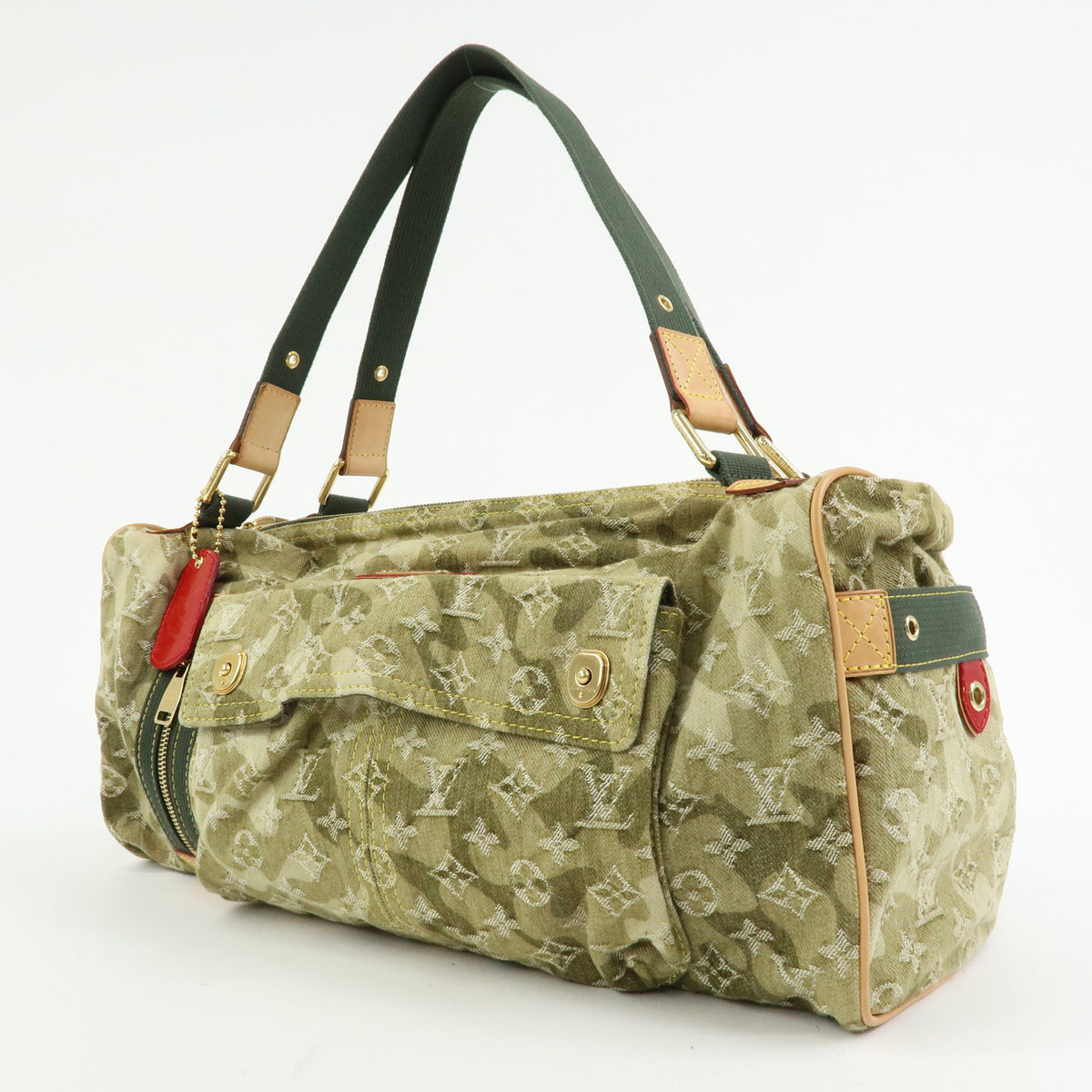 Louis Vuitton Monogramouflage Lys Denim Leather Boston Bag Green M95771