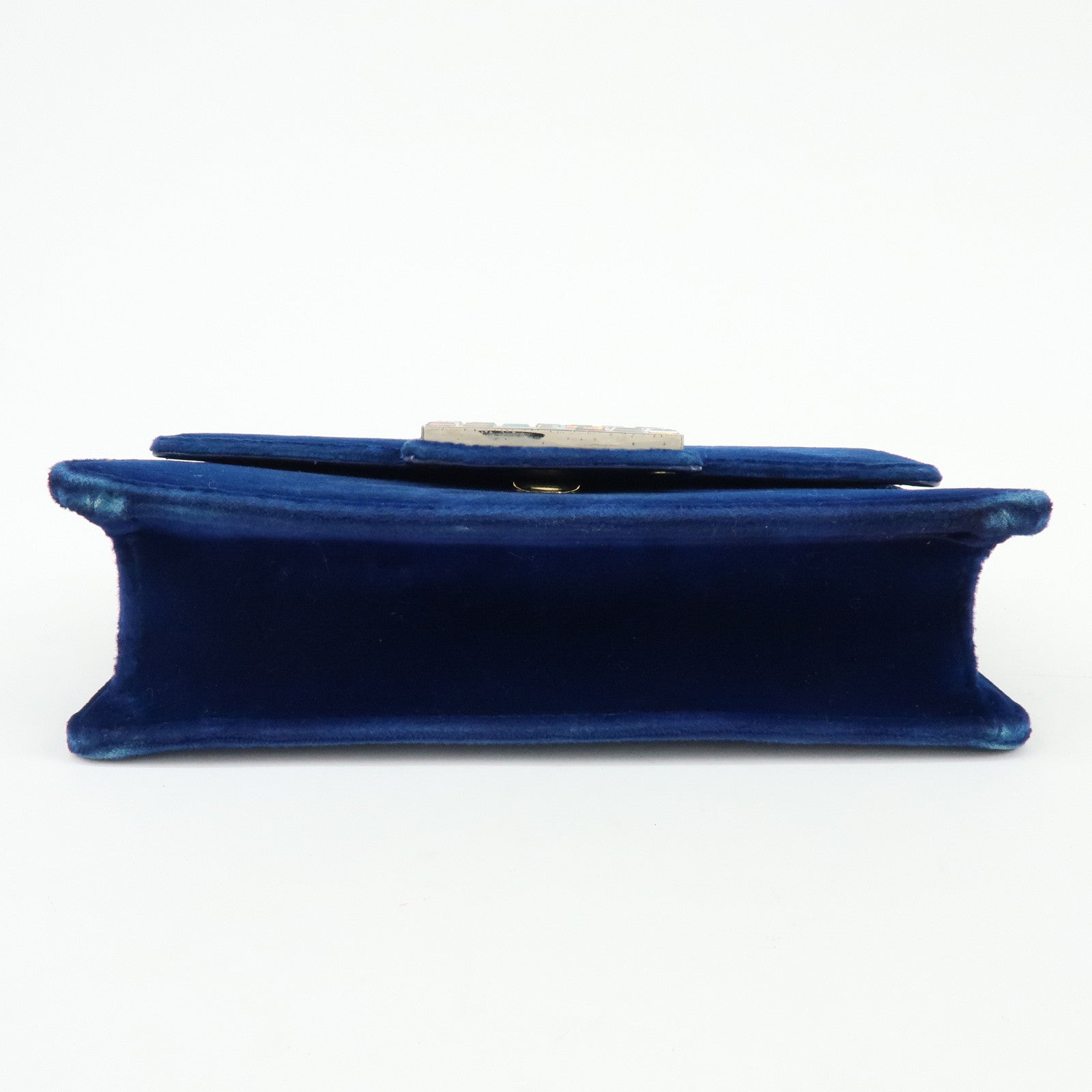GUCCI Broadway Velvet Shoulder Bag Crossbody Bag Bijou Logo Navy 544242