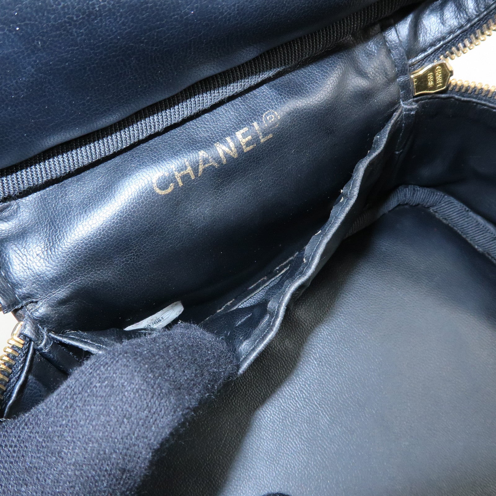CHANEL Bicolore COCO Mark Calf Leather Vanity Bag Black A01618