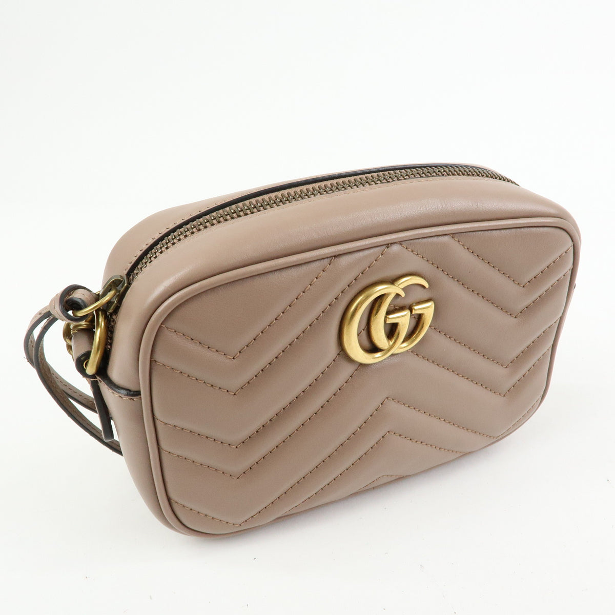 GUCCI GG Marmont Double G Leather Chain Shoulder Bag Pink 448065
